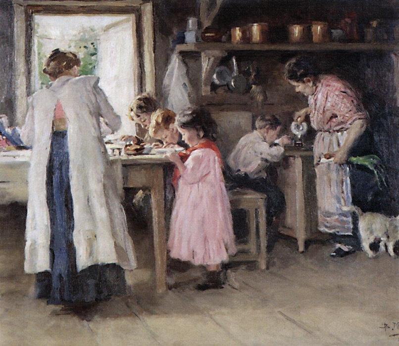 Wikioo.org - The Encyclopedia of Fine Arts - Painting, Artwork by Vladimir Yegorovich Makovsky - At the kitchen