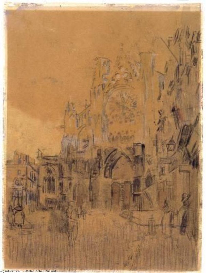 Wikioo.org - The Encyclopedia of Fine Arts - Painting, Artwork by Walter Richard Sickert - Dieppe, Study No. 2, Facade of St. Jacques