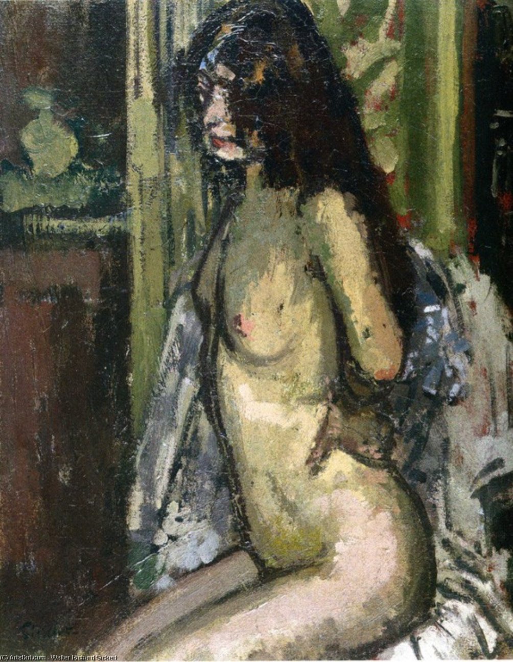 Wikioo.org - The Encyclopedia of Fine Arts - Painting, Artwork by Walter Richard Sickert - Seated Nude, Paris