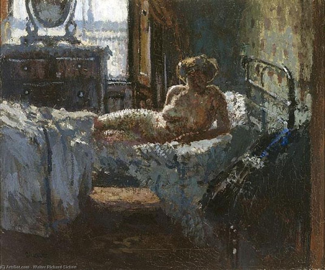 Wikoo.org - موسوعة الفنون الجميلة - اللوحة، العمل الفني Walter Richard Sickert - Mornington Crescent nude, contre-jour