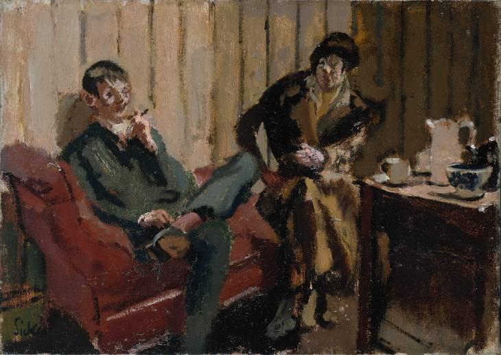 WikiOO.org - Enciclopedia of Fine Arts - Pictura, lucrări de artă Walter Richard Sickert - The Little Tea Party Nina Hamnett and Roald Kristian