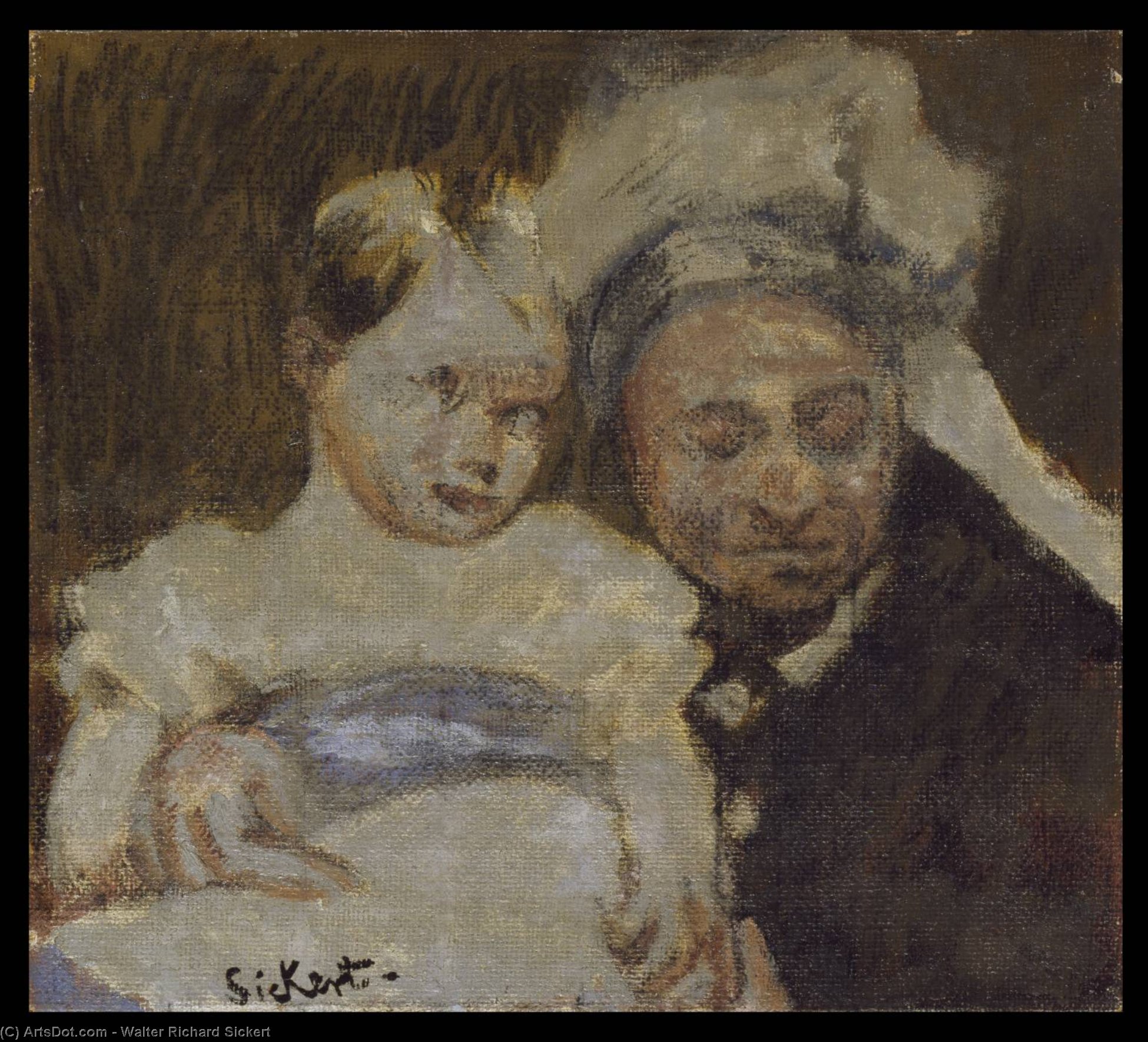 Wikoo.org - موسوعة الفنون الجميلة - اللوحة، العمل الفني Walter Richard Sickert - Queen Victoria and her great-grandson