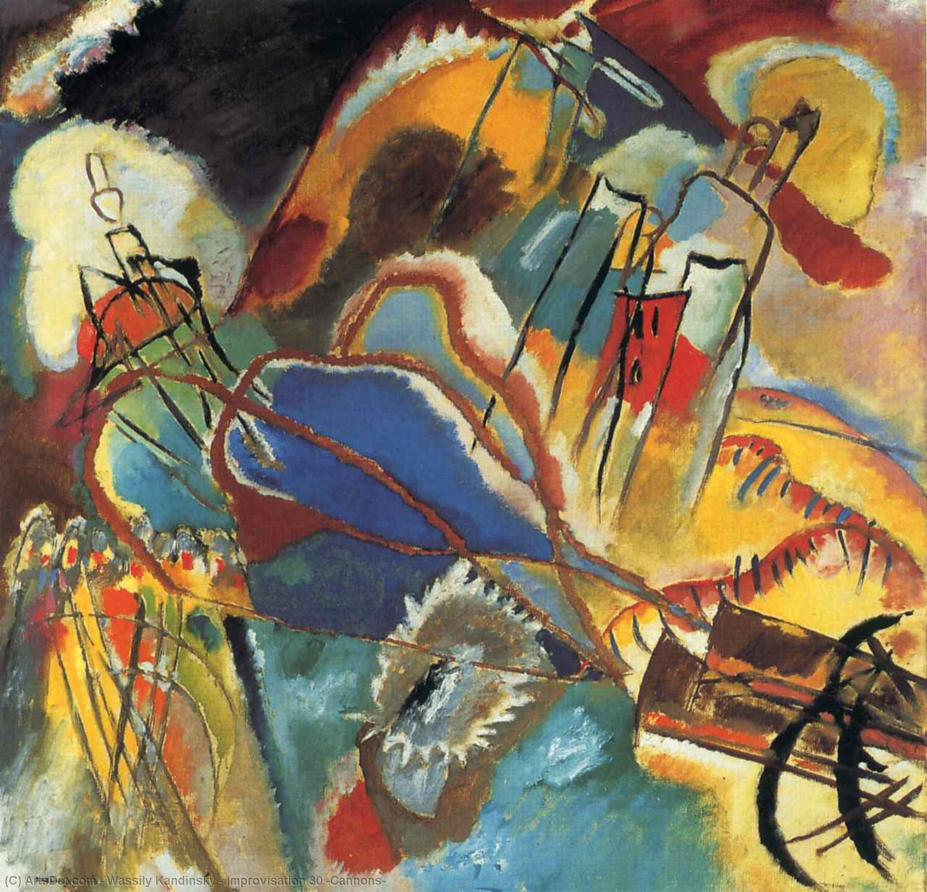 Wikioo.org – La Enciclopedia de las Bellas Artes - Pintura, Obras de arte de Wassily Kandinsky - Improvisación 30   Cañones