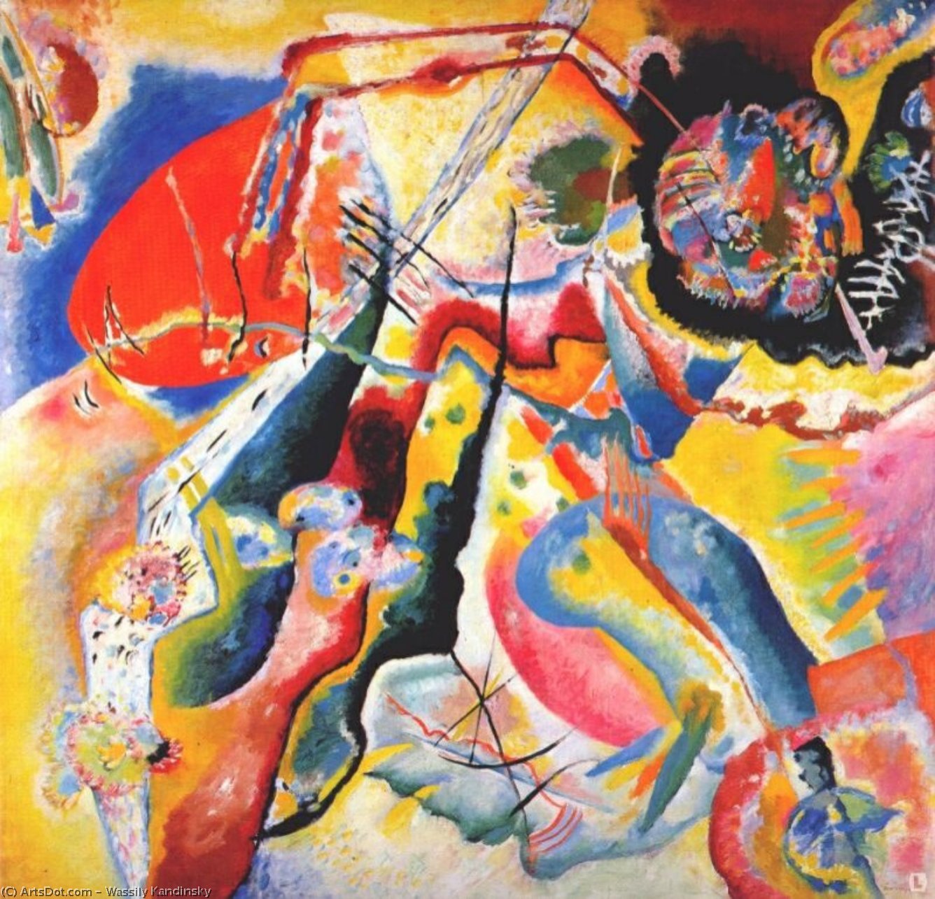 Wikioo.org - The Encyclopedia of Fine Arts - Painting, Artwork by Wassily Kandinsky - Painting with red spot