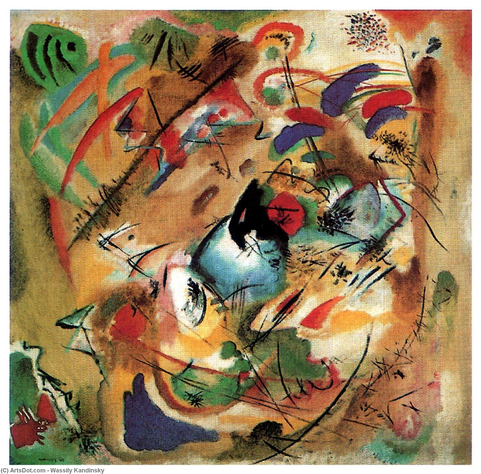Wikoo.org - موسوعة الفنون الجميلة - اللوحة، العمل الفني Wassily Kandinsky - Improvisation (Dreamy)