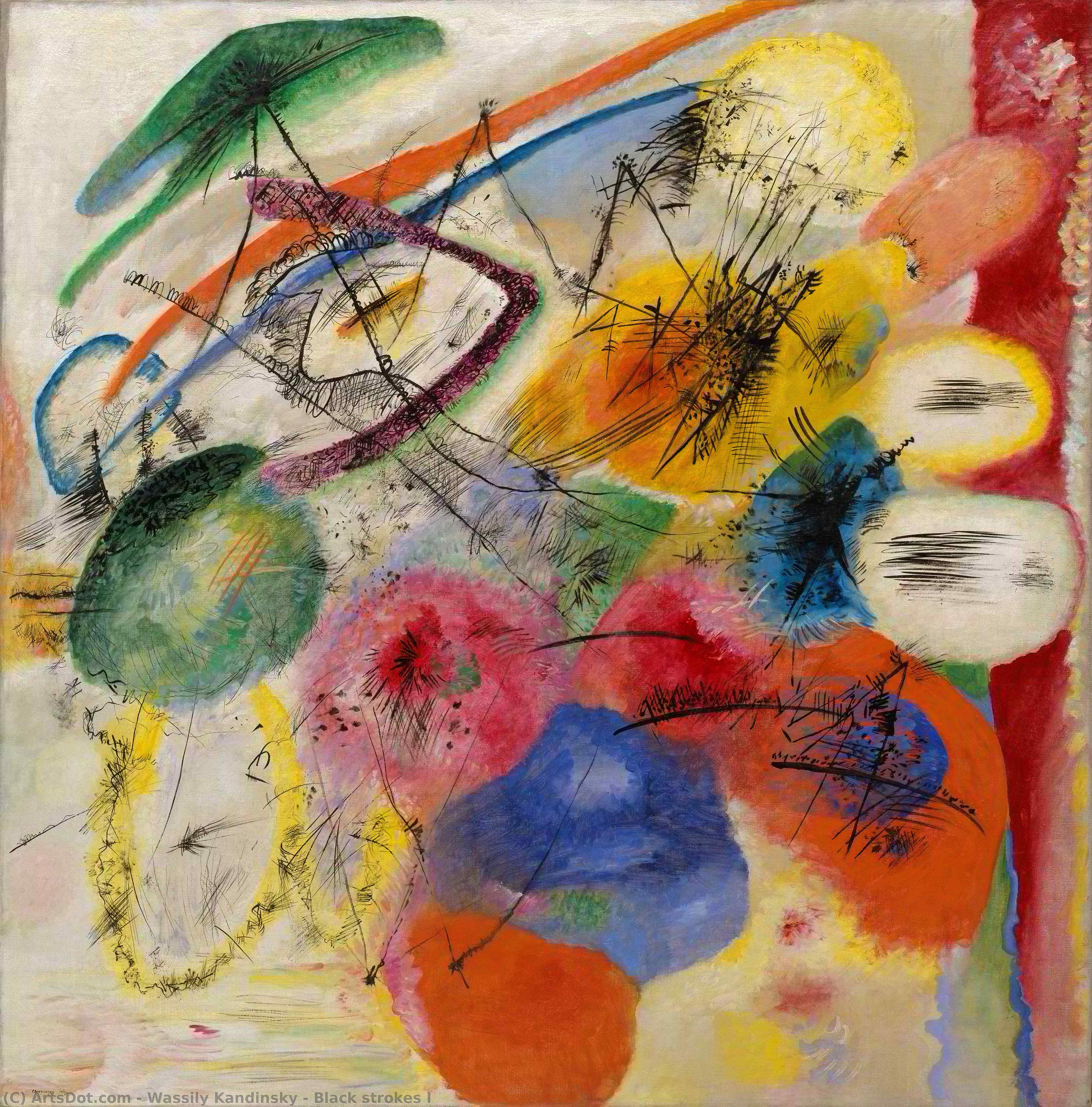 Wikioo.org – La Enciclopedia de las Bellas Artes - Pintura, Obras de arte de Wassily Kandinsky - negro golpes  yo