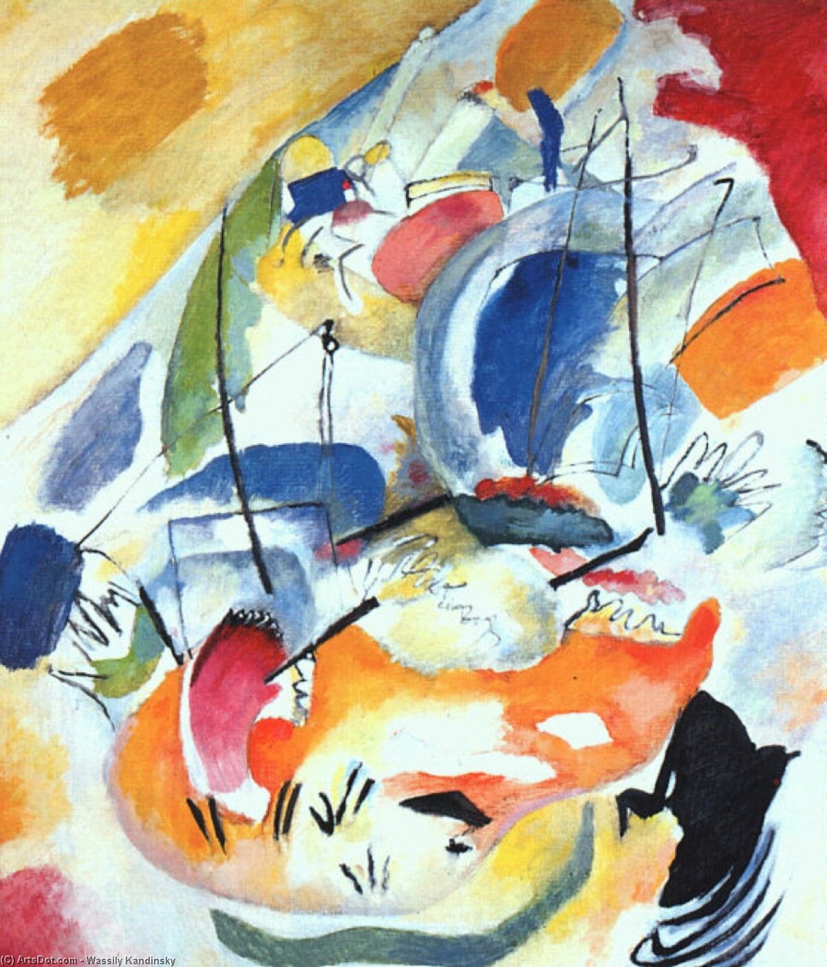 WikiOO.org - Encyclopedia of Fine Arts - Schilderen, Artwork Wassily Kandinsky - Improvisation 31 (Sea Battle)