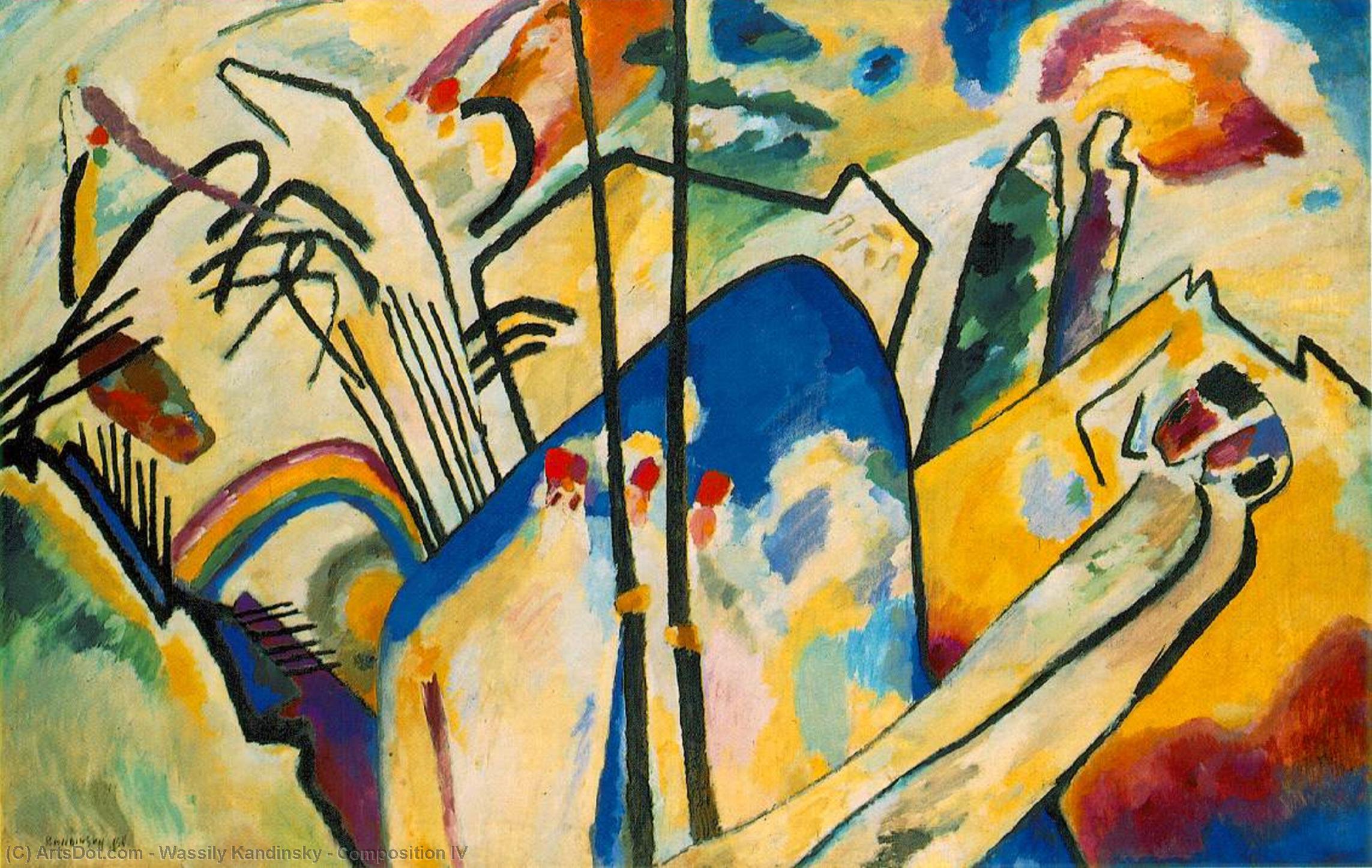 WikiOO.org - Εγκυκλοπαίδεια Καλών Τεχνών - Ζωγραφική, έργα τέχνης Wassily Kandinsky - Composition IV