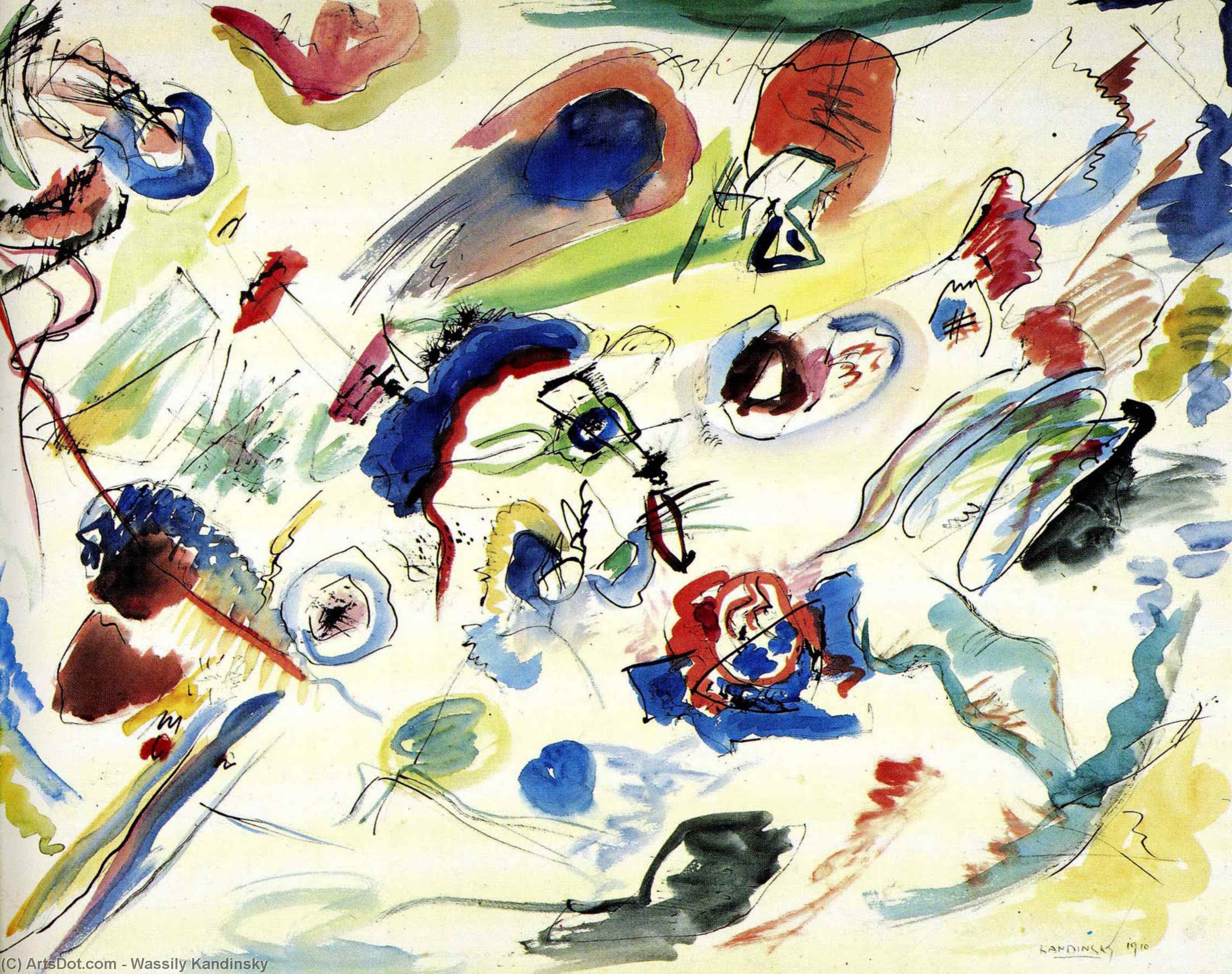 WikiOO.org - Encyclopedia of Fine Arts - Maalaus, taideteos Wassily Kandinsky - Untitled (First abstract watercolor)