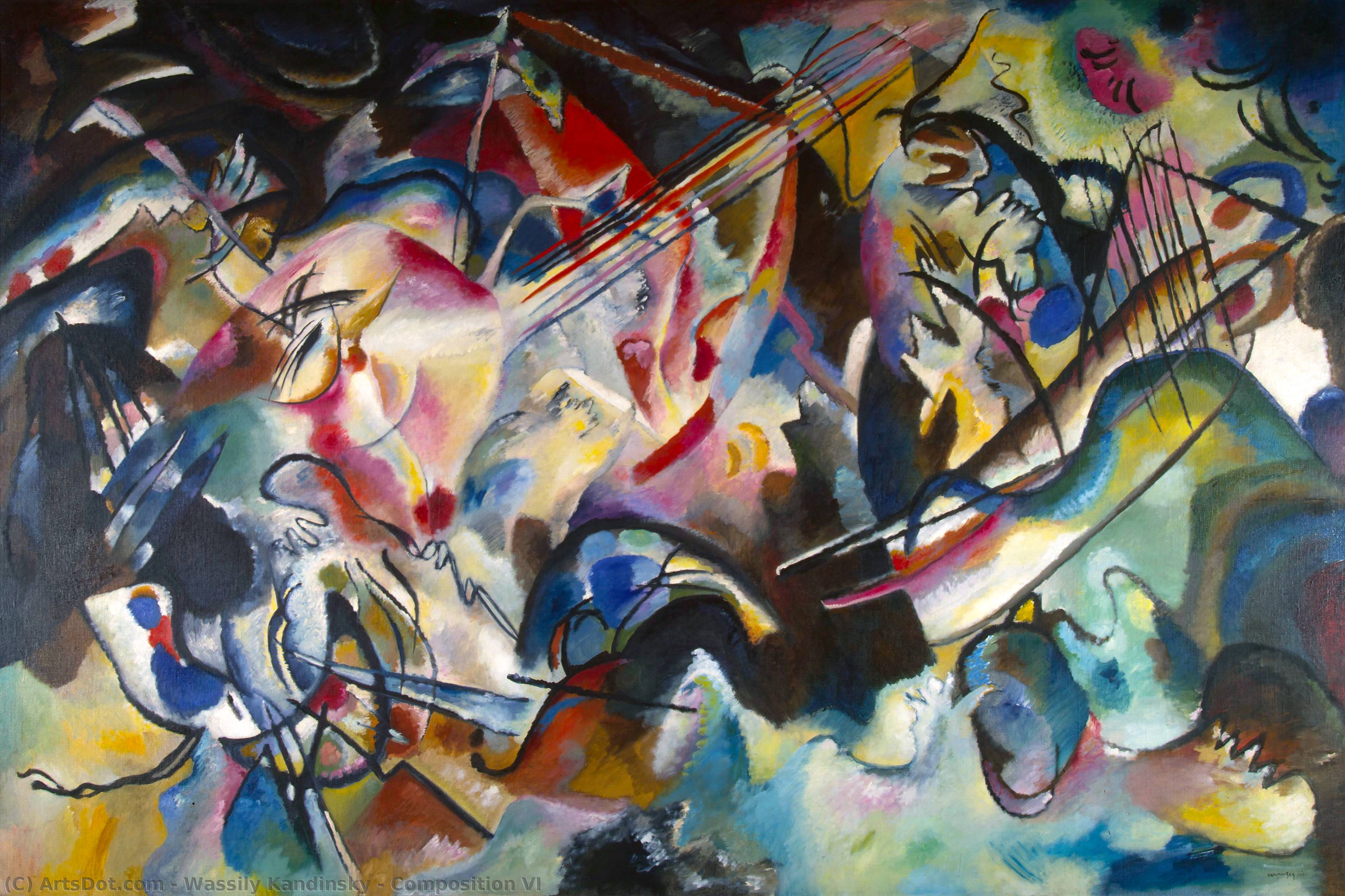 Wikoo.org - موسوعة الفنون الجميلة - اللوحة، العمل الفني Wassily Kandinsky - Composition VI