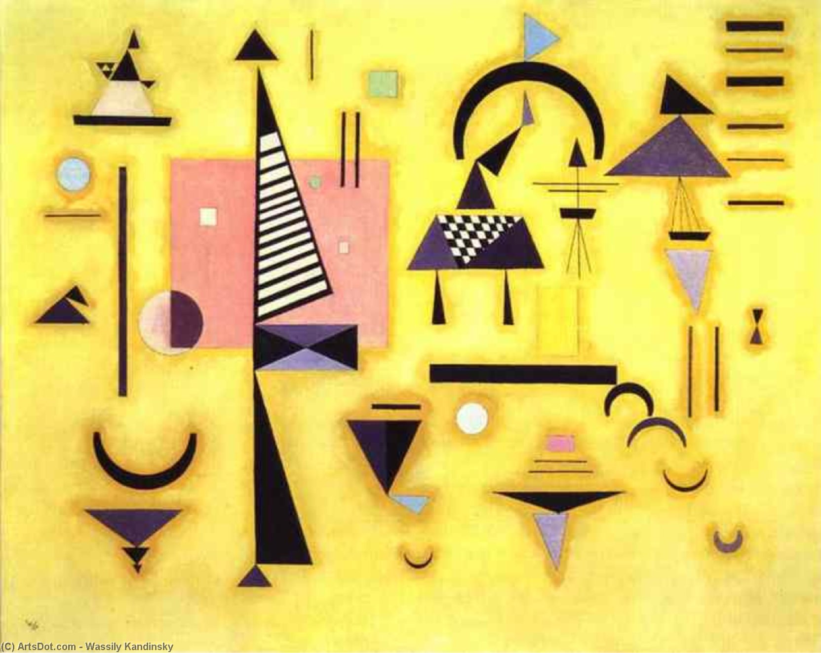Wikoo.org - موسوعة الفنون الجميلة - اللوحة، العمل الفني Wassily Kandinsky - Decisive Pink