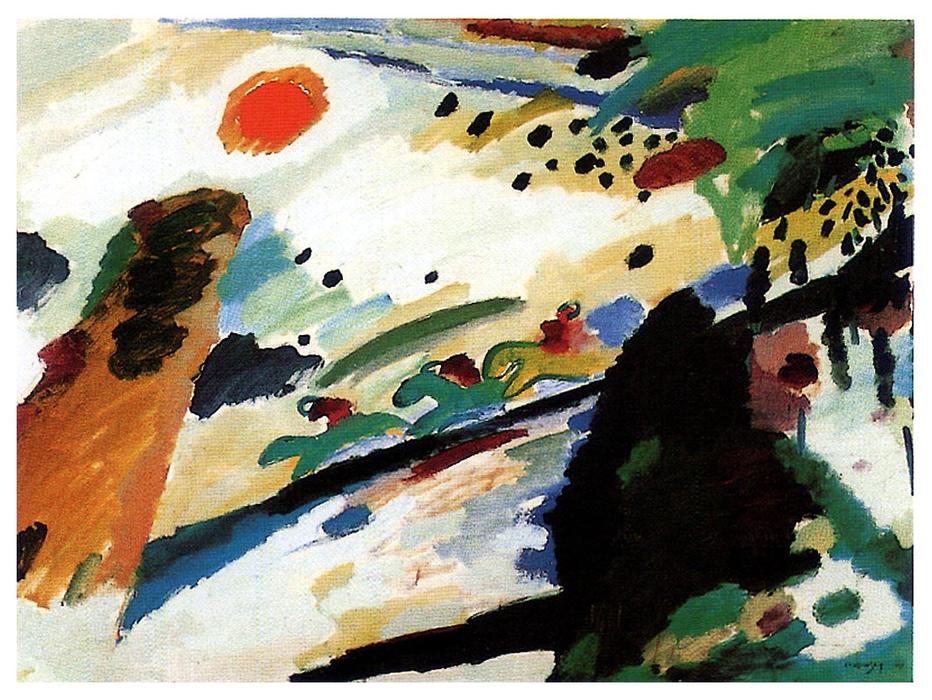 Wikoo.org - موسوعة الفنون الجميلة - اللوحة، العمل الفني Wassily Kandinsky - Romantic landscape