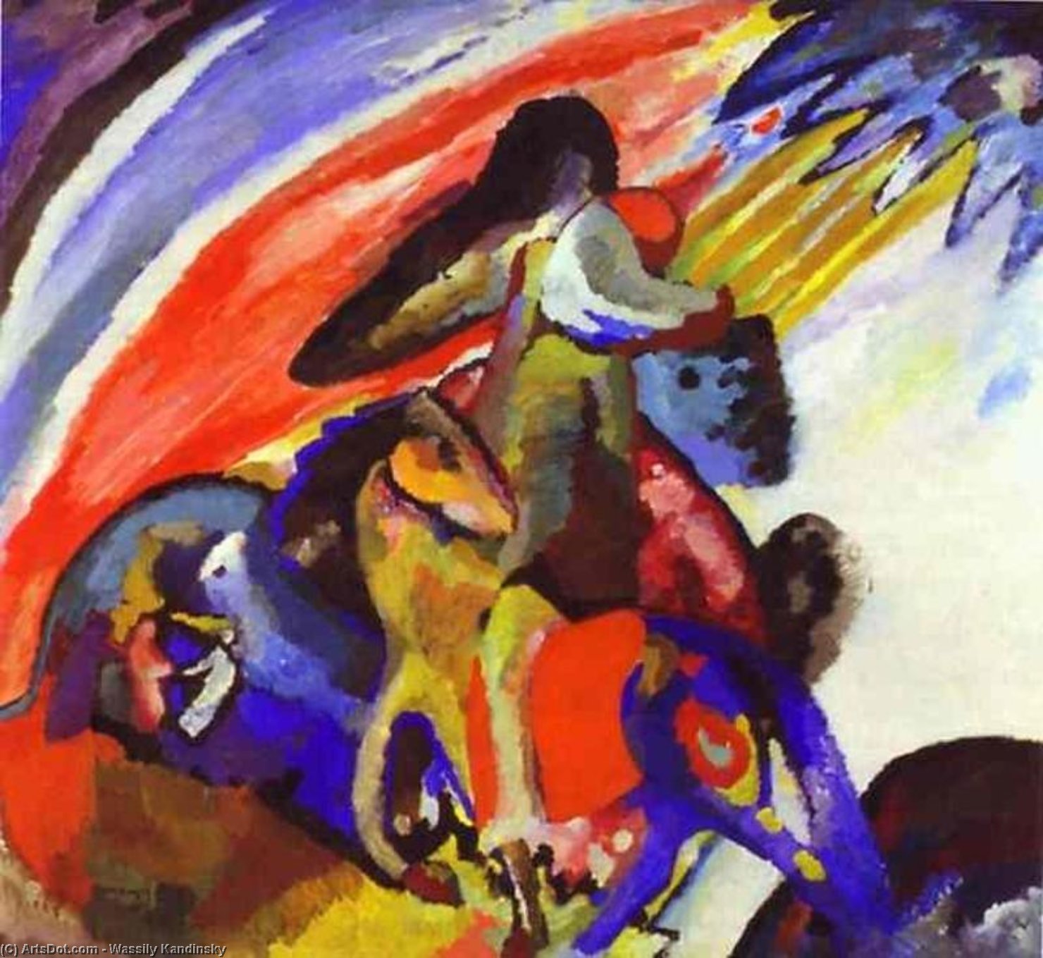 WikiOO.org - 백과 사전 - 회화, 삽화 Wassily Kandinsky - Improvisation 12 (Rider)