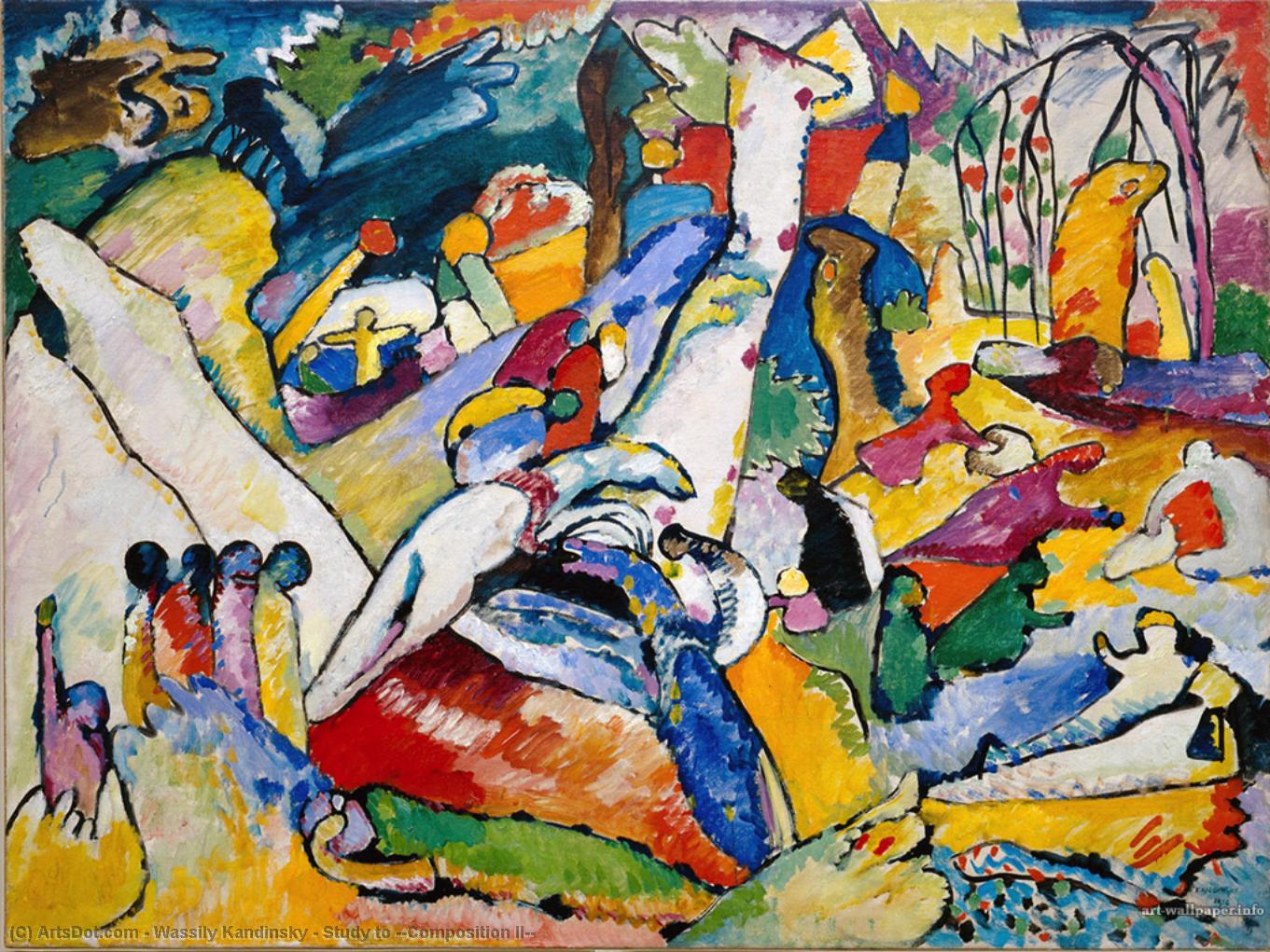Wikioo.org - The Encyclopedia of Fine Arts - Painting, Artwork by Wassily Kandinsky - Study to ''Composition II''