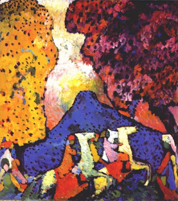 Wikoo.org - موسوعة الفنون الجميلة - اللوحة، العمل الفني Wassily Kandinsky - Blue mountain