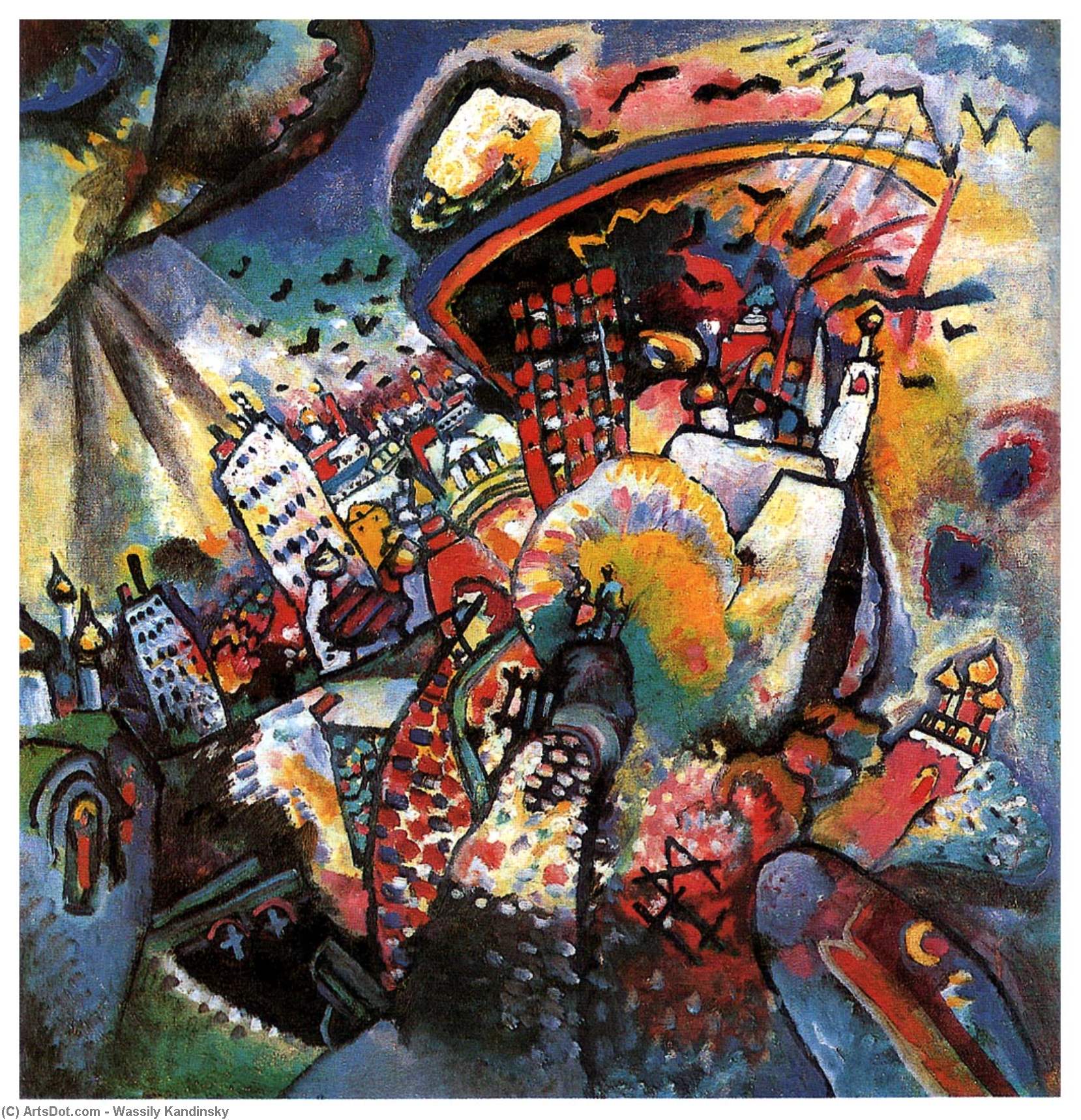 Wikoo.org - موسوعة الفنون الجميلة - اللوحة، العمل الفني Wassily Kandinsky - Moscow I