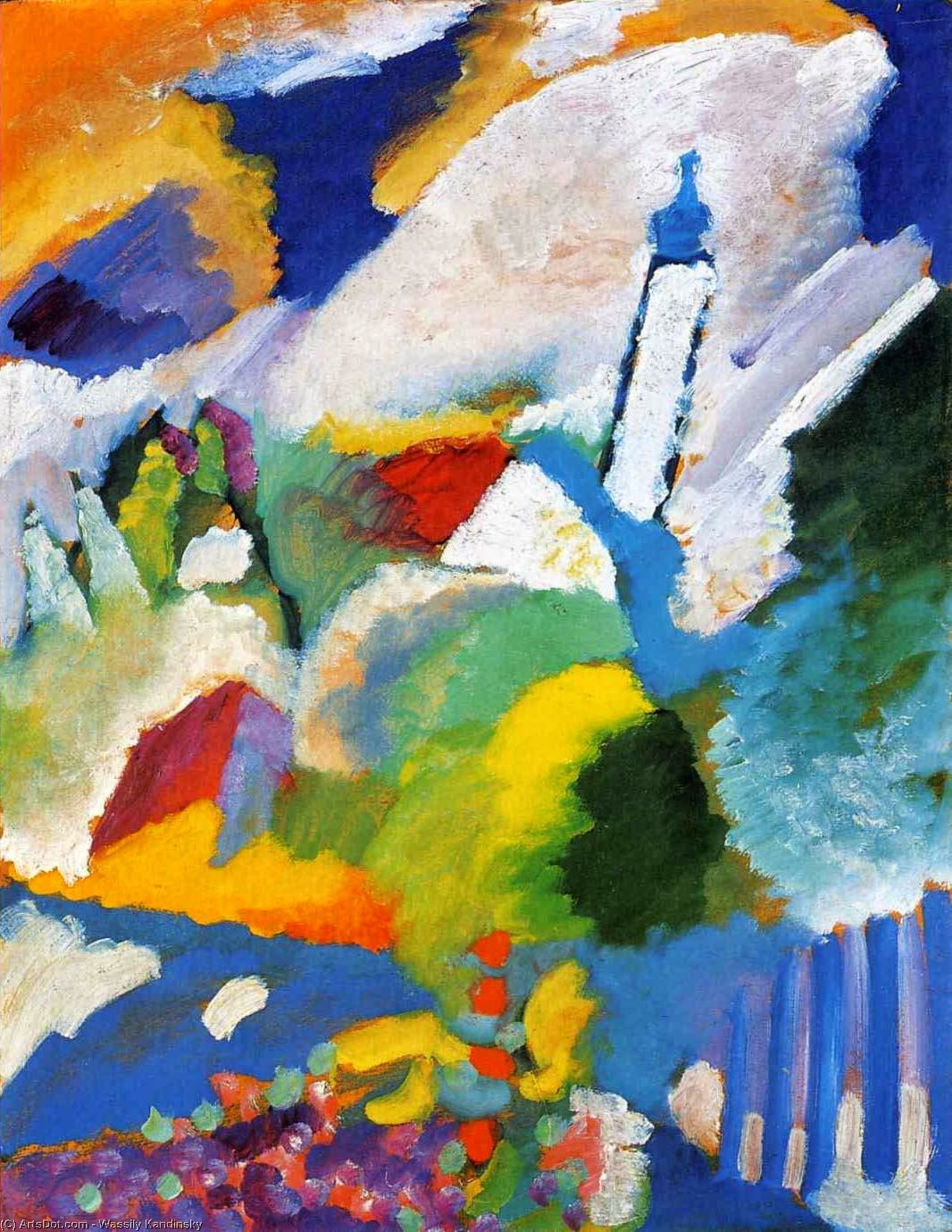 WikiOO.org - Εγκυκλοπαίδεια Καλών Τεχνών - Ζωγραφική, έργα τέχνης Wassily Kandinsky - Murnau with a church