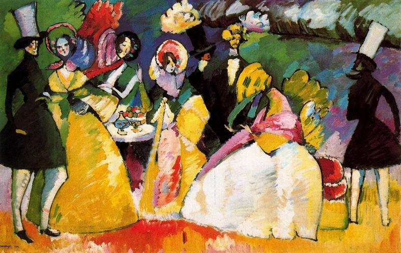 WikiOO.org - Encyclopedia of Fine Arts - Målning, konstverk Wassily Kandinsky - Group in Crinolines
