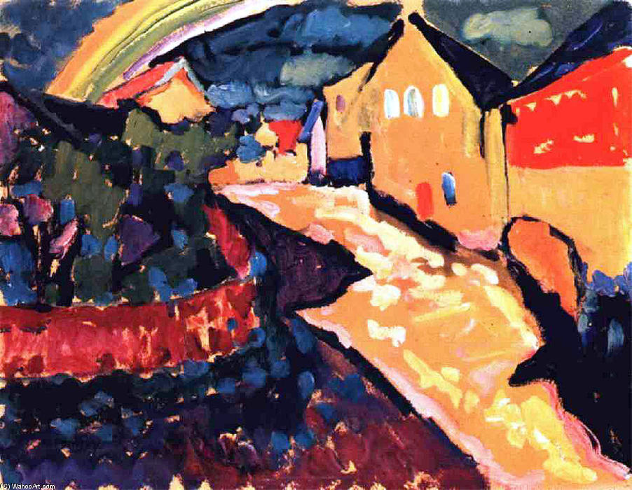 WikiOO.org - Enciklopedija dailės - Tapyba, meno kuriniai Wassily Kandinsky - Murnau with rainbow