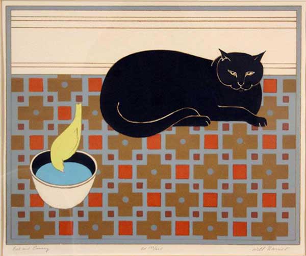 Wikioo.org - The Encyclopedia of Fine Arts - Painting, Artwork by Will Barnet - Cat and Canary