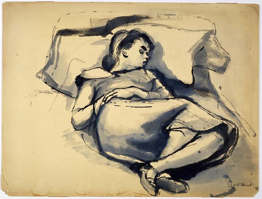 WikiOO.org - Енциклопедия за изящни изкуства - Живопис, Произведения на изкуството Will Barnet - Sleeping Woman