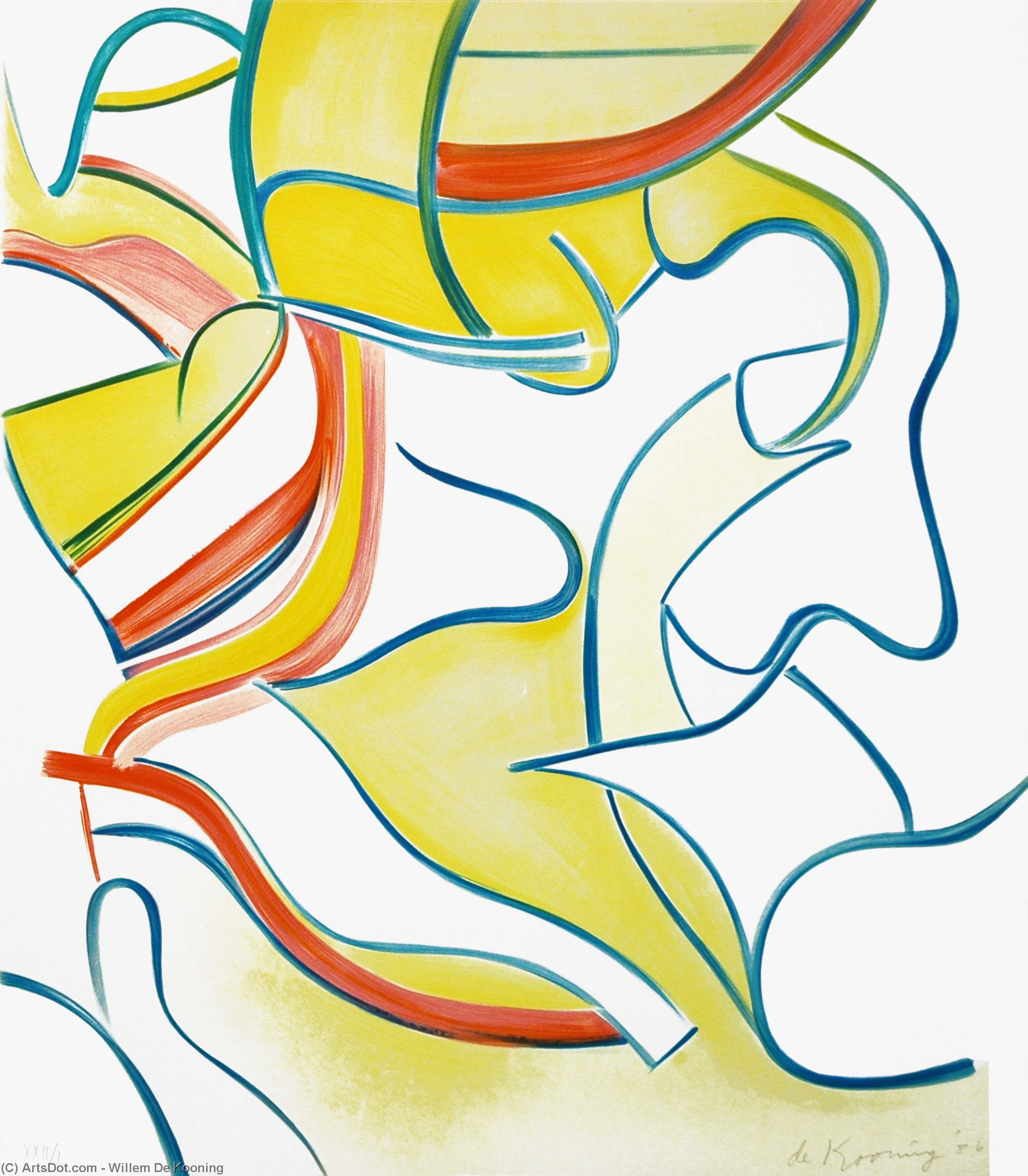 WikiOO.org – 美術百科全書 - 繪畫，作品 Willem De Kooning - 无 2   从  卡特勒  平版印刷