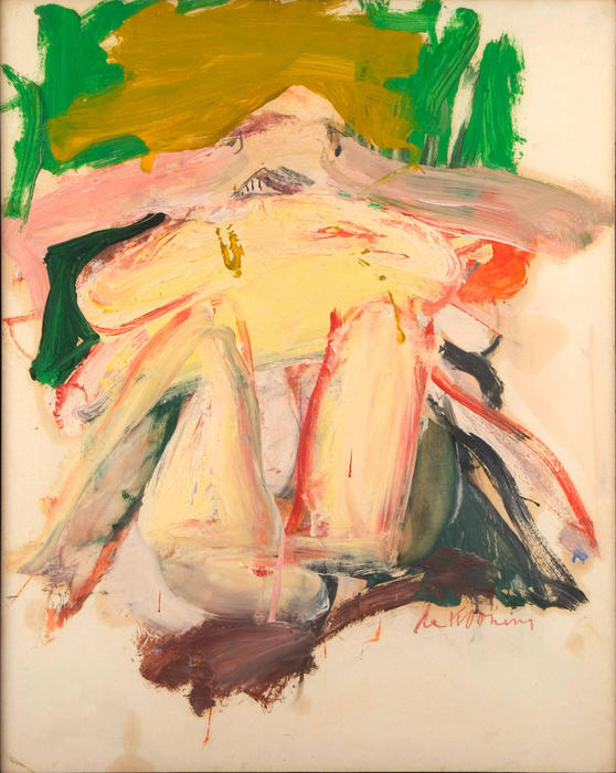 Wikioo.org - The Encyclopedia of Fine Arts - Painting, Artwork by Willem De Kooning - Woman with a Green and Beige Background