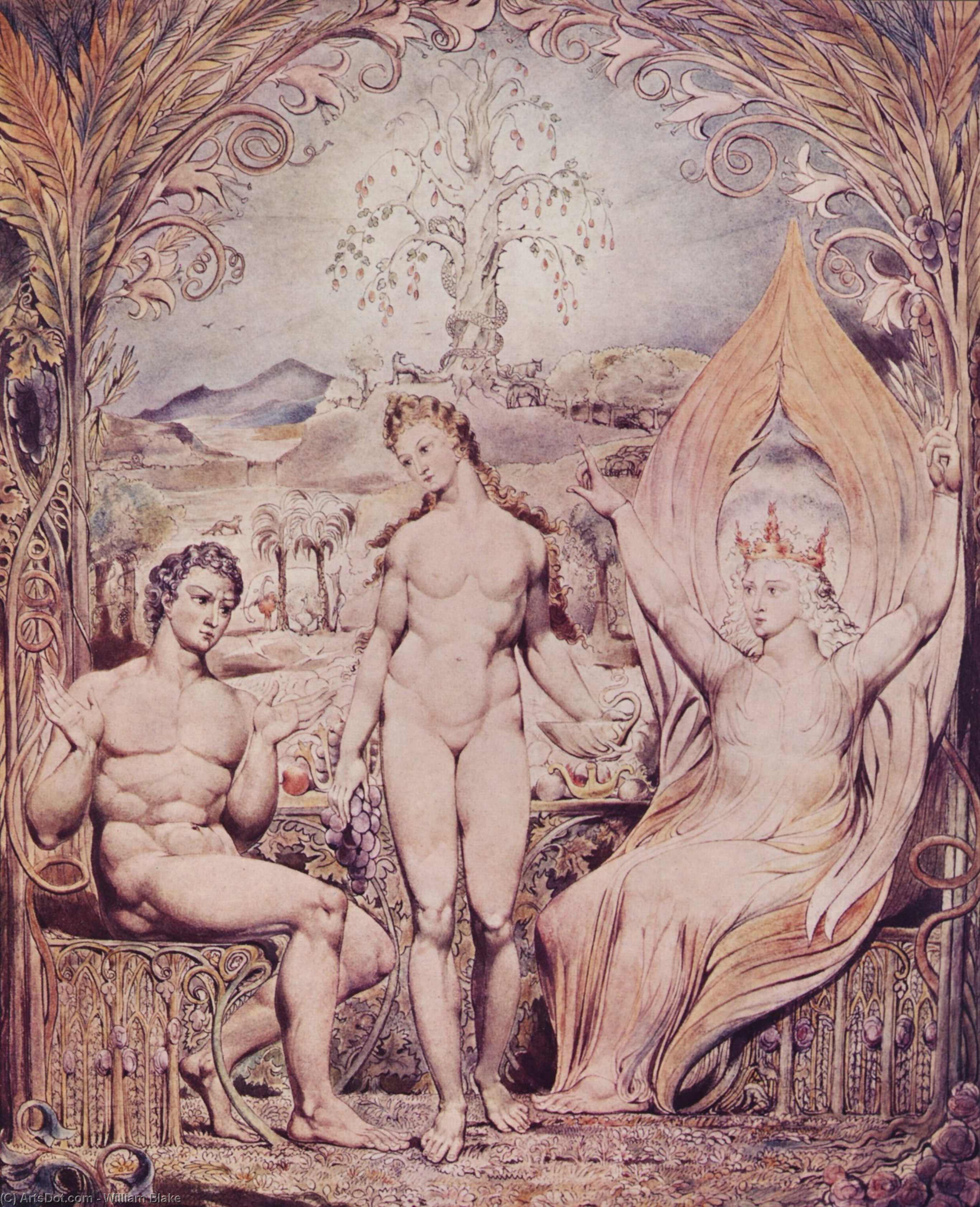 WikiOO.org - دایره المعارف هنرهای زیبا - نقاشی، آثار هنری William Blake - Archangel Raphael with Adam and Eve