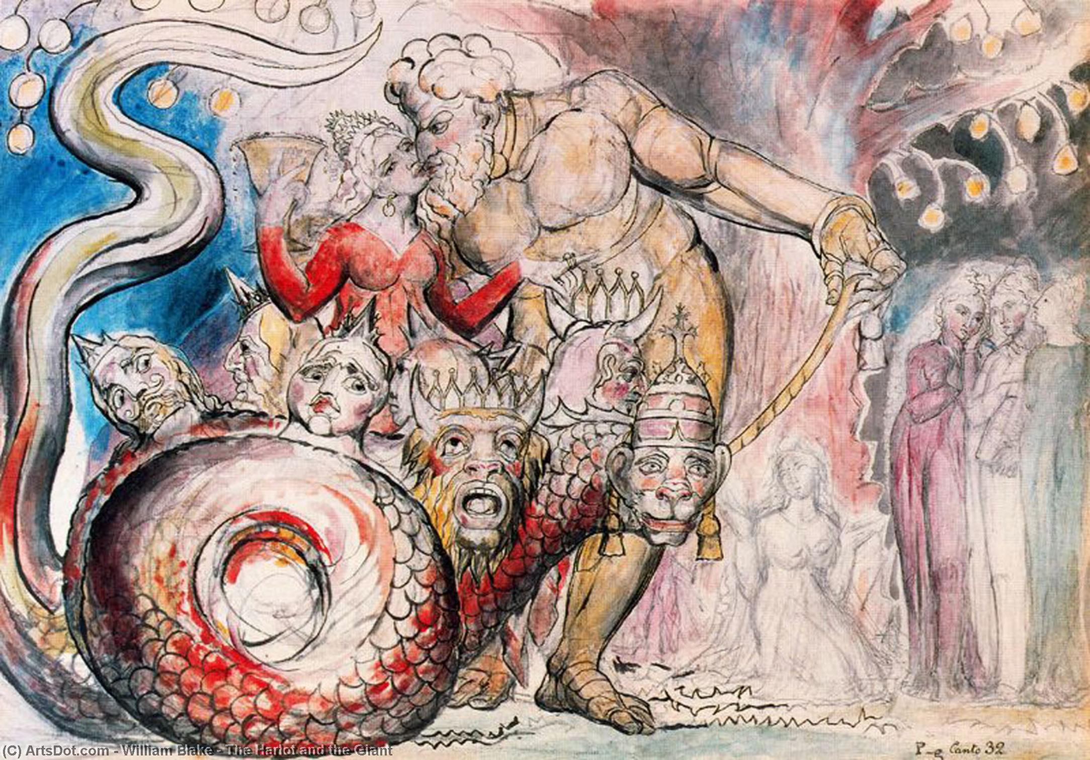 WikiOO.org - אנציקלופדיה לאמנויות יפות - ציור, יצירות אמנות William Blake - The Harlot and the Giant