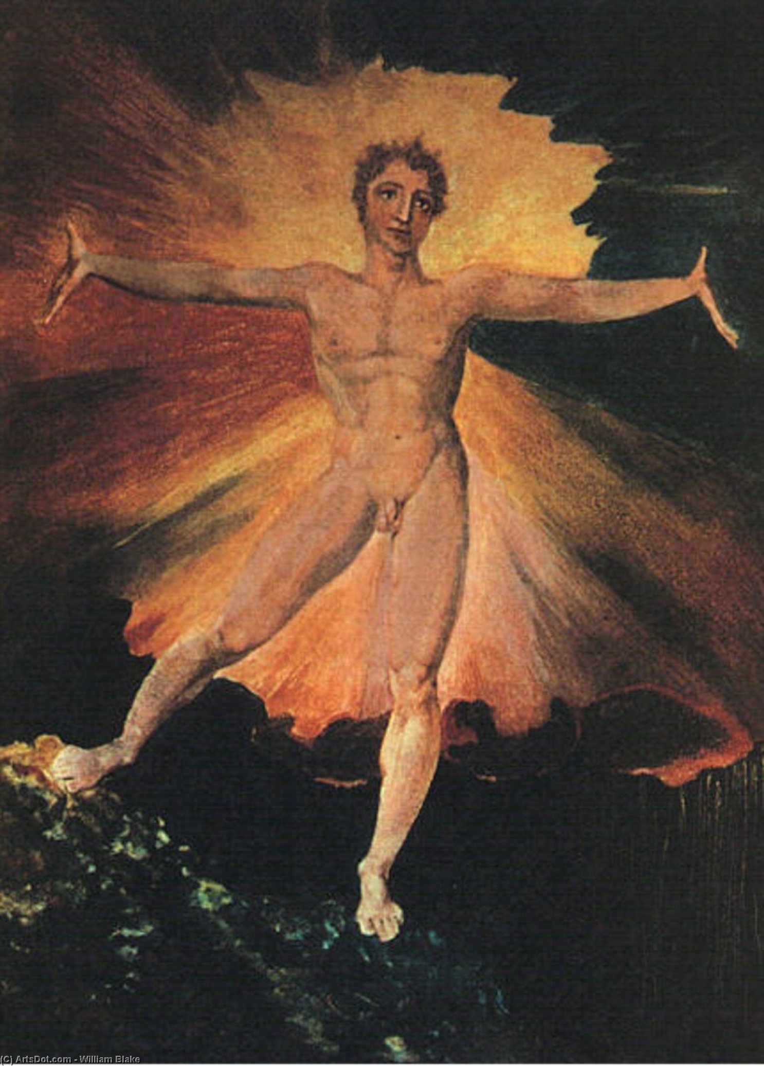 Wikioo.org - The Encyclopedia of Fine Arts - Painting, Artwork by William Blake - Glad Day or The Dance of Albion