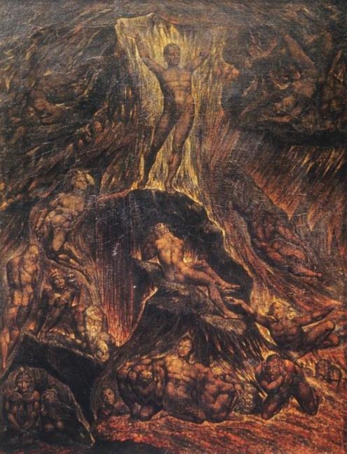Wikioo.org - The Encyclopedia of Fine Arts - Painting, Artwork by William Blake - Satan Calling Up his Legions