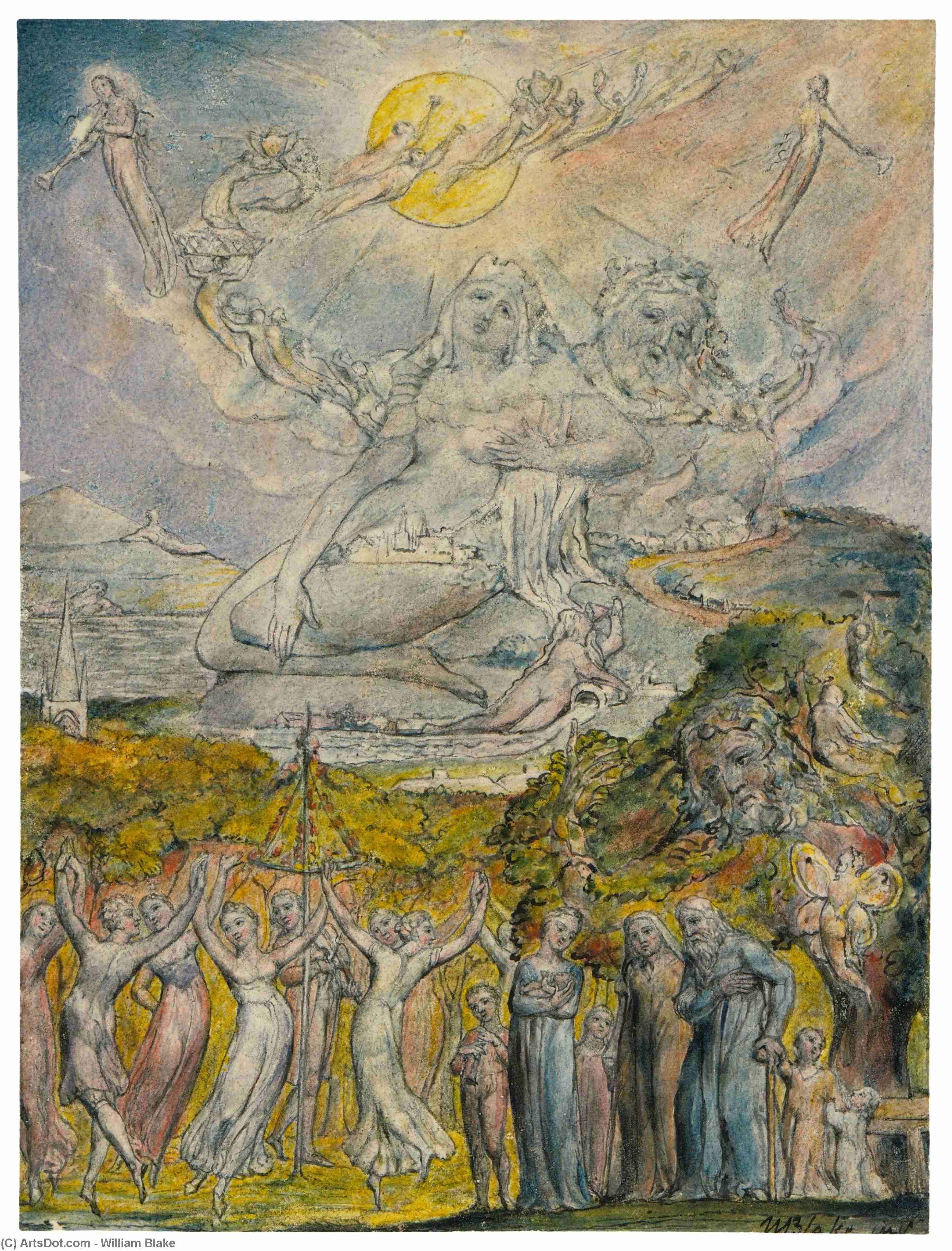 Wikioo.org - Encyklopedia Sztuk Pięknych - Malarstwo, Grafika William Blake - A Sunshine Holiday