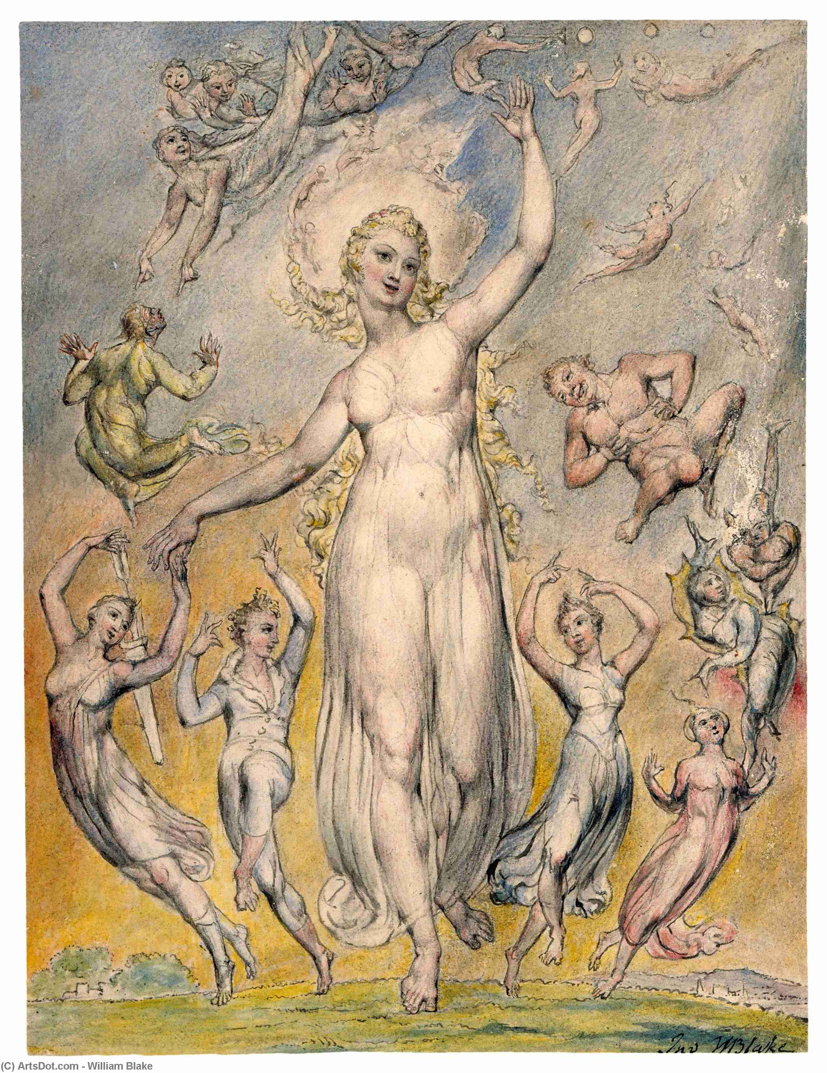 Wikioo.org - The Encyclopedia of Fine Arts - Painting, Artwork by William Blake - Mirth
