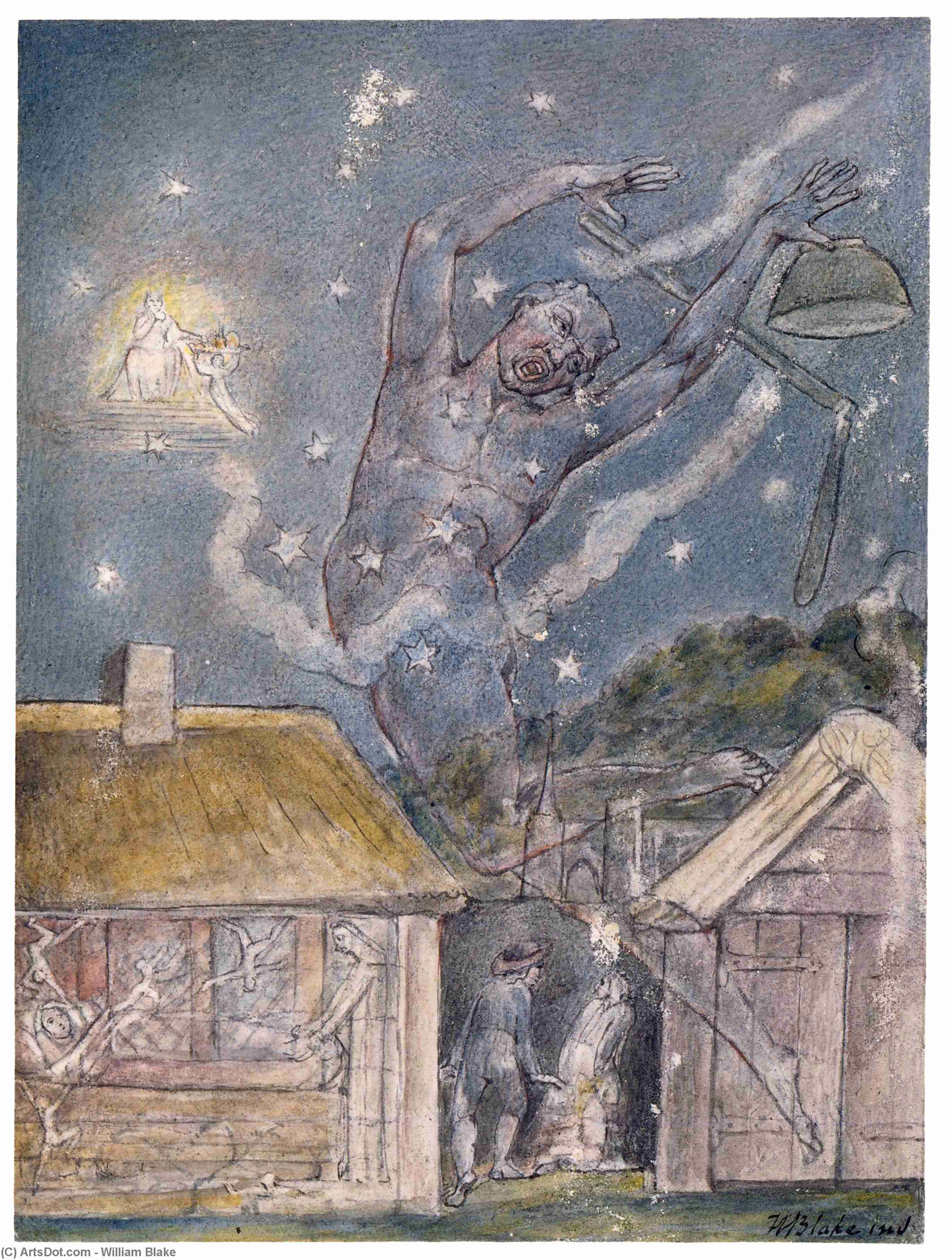 Wikoo.org - موسوعة الفنون الجميلة - اللوحة، العمل الفني William Blake - The Goblin