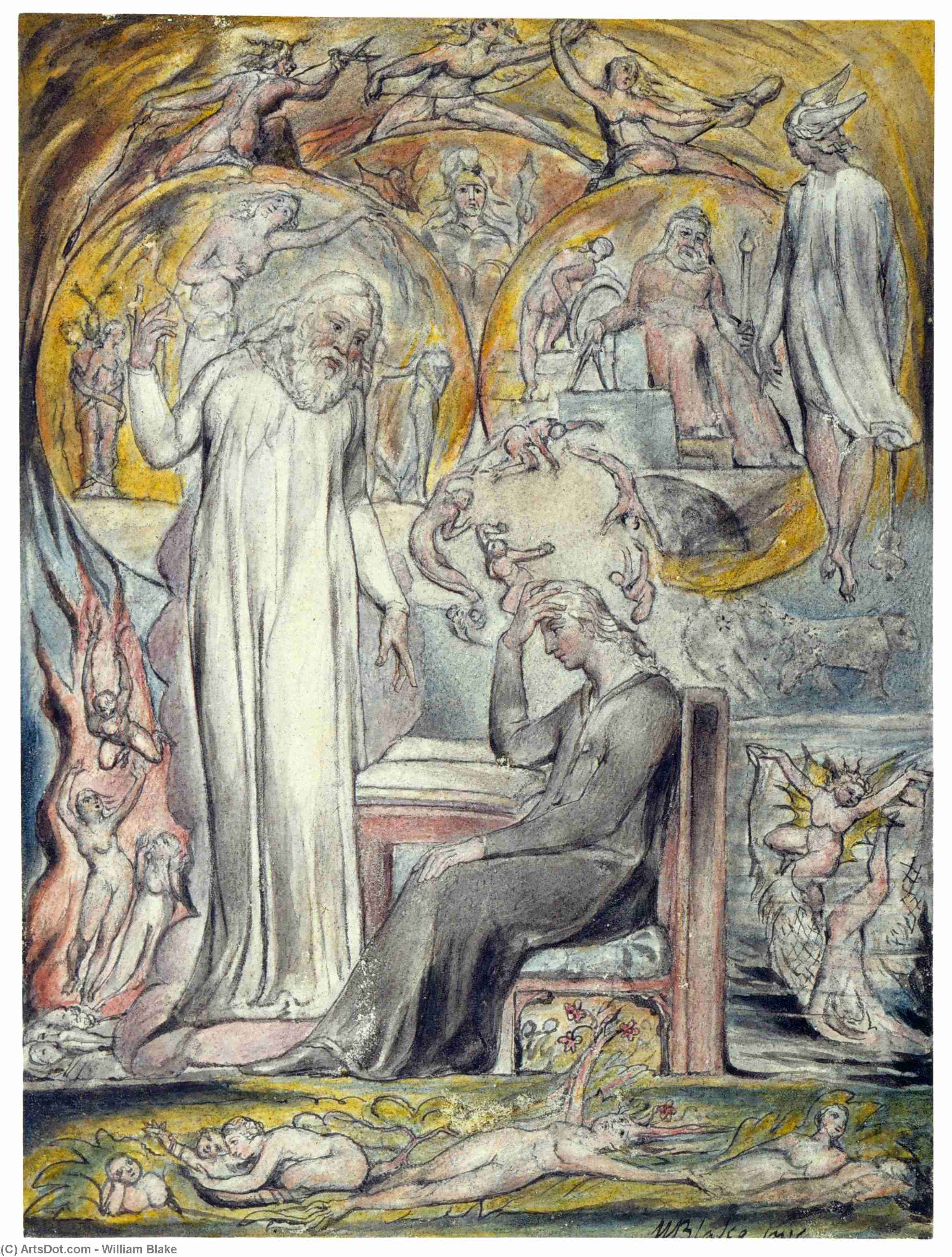 Wikioo.org - The Encyclopedia of Fine Arts - Painting, Artwork by William Blake - The Spirit of Plato