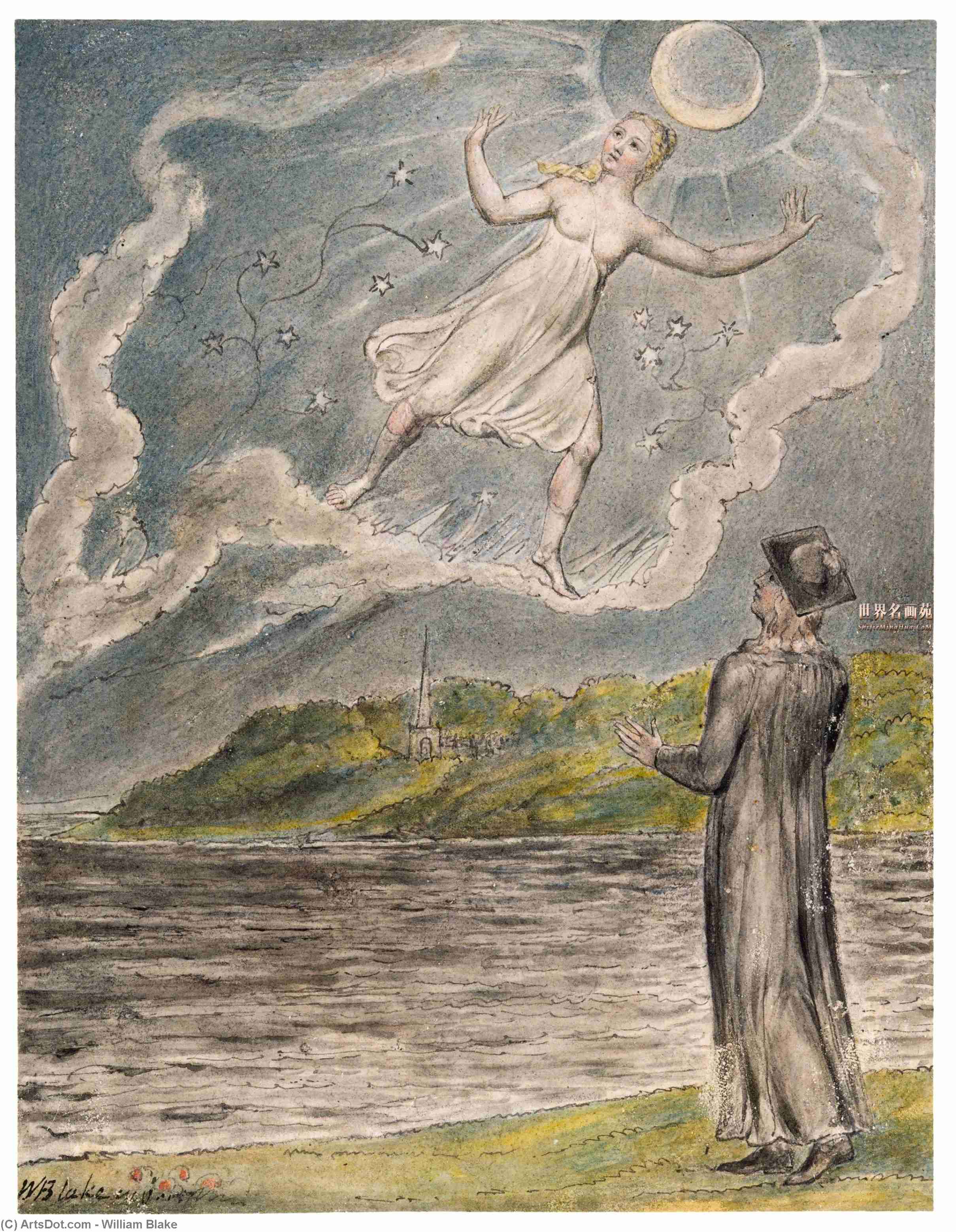 Wikioo.org - The Encyclopedia of Fine Arts - Painting, Artwork by William Blake - The Wandering Moon
