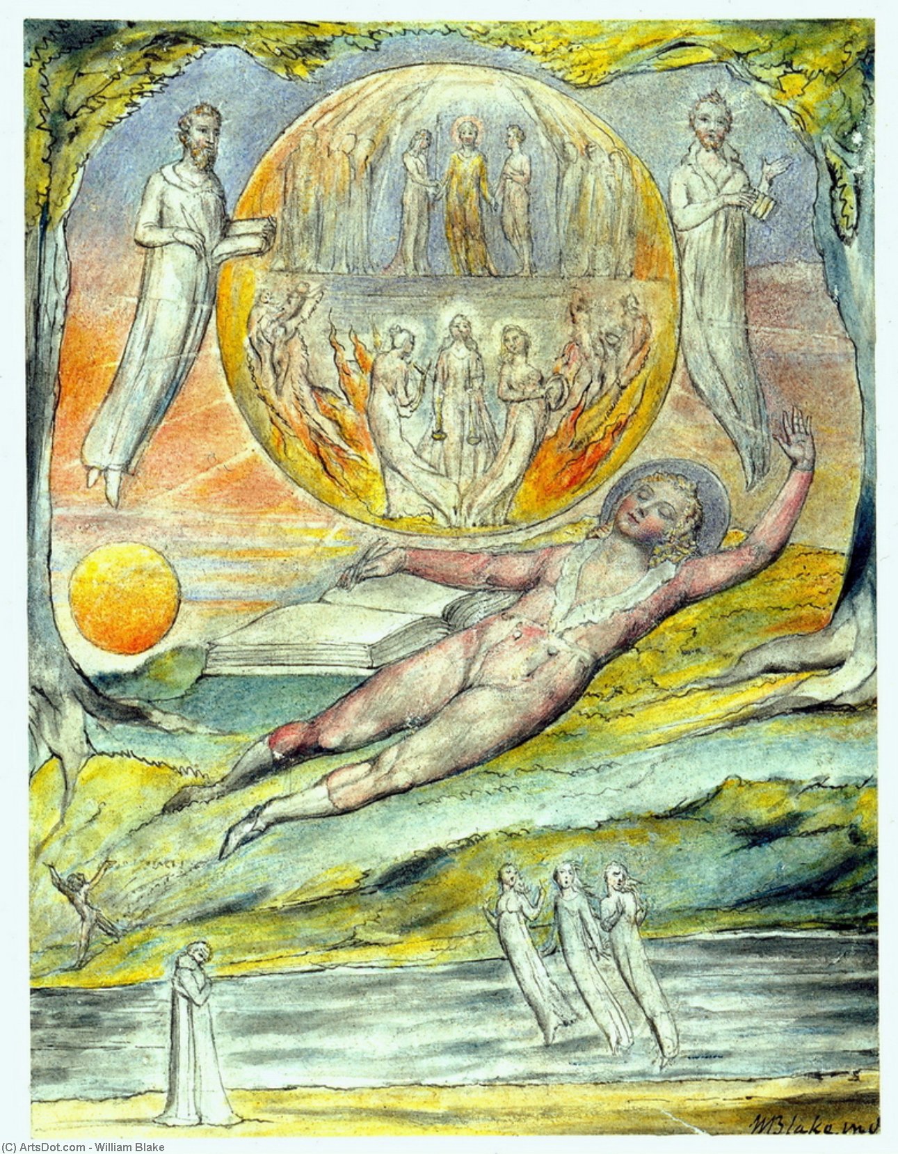 WikiOO.org - Enciclopedia of Fine Arts - Pictura, lucrări de artă William Blake - The Youthful Poet`s Dream