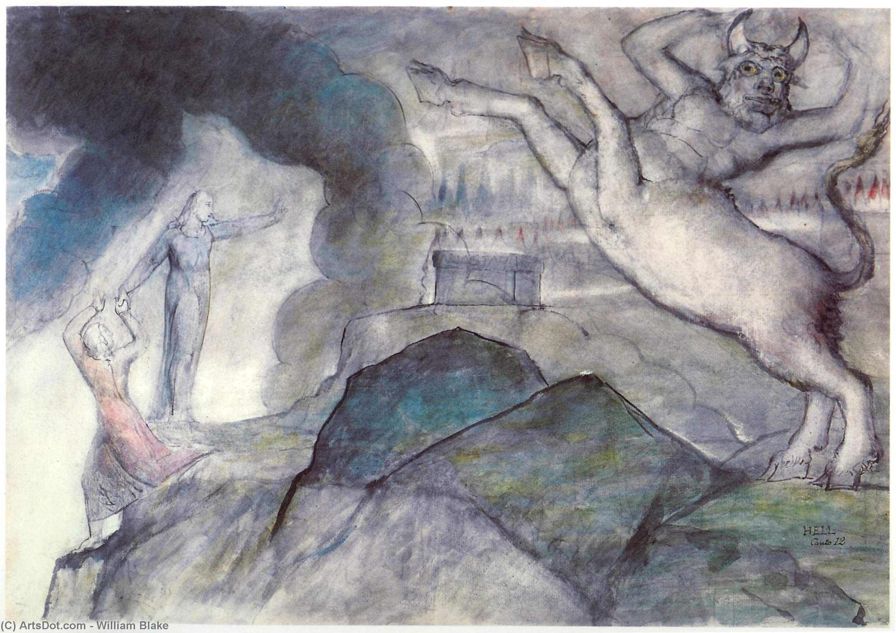 WikiOO.org - Encyclopedia of Fine Arts - Maľba, Artwork William Blake - Minotaur