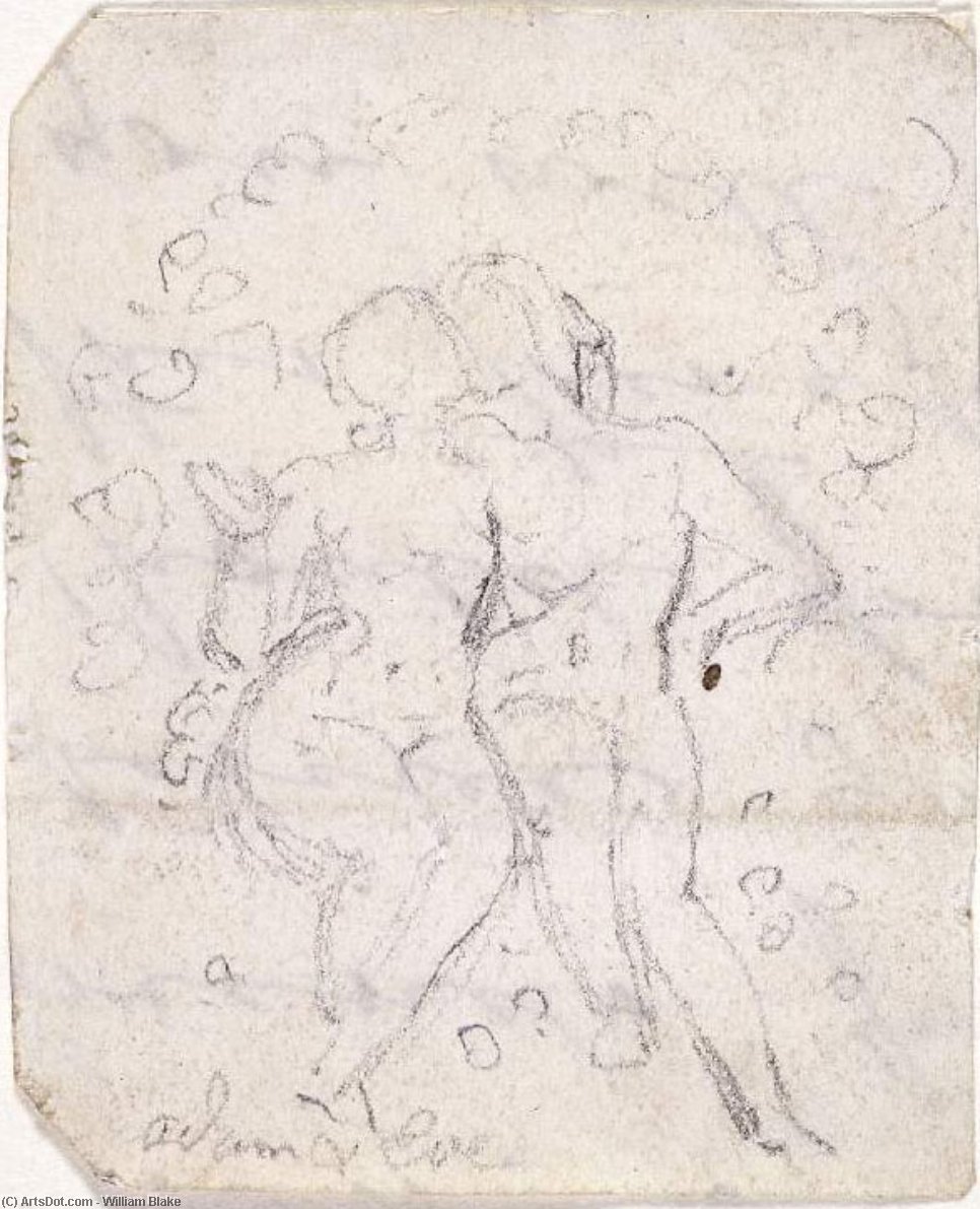 Wikioo.org - Encyklopedia Sztuk Pięknych - Malarstwo, Grafika William Blake - Sketch for Satan Watching the Endearments of Adam and Eve