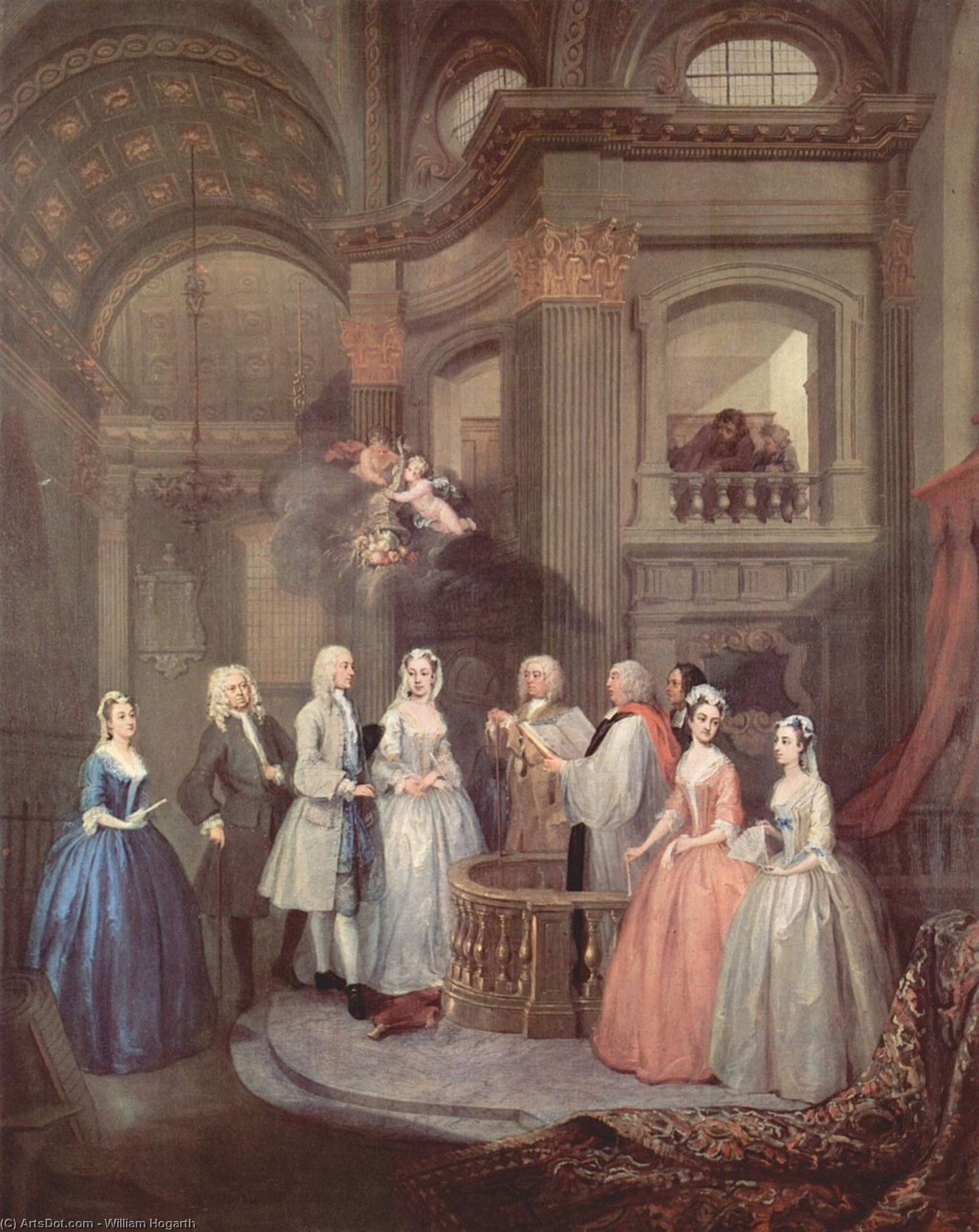 Wikioo.org – L'Encyclopédie des Beaux Arts - Peinture, Oeuvre de William Hogarth - le mariage de stephen Beckingham et mary Barreur