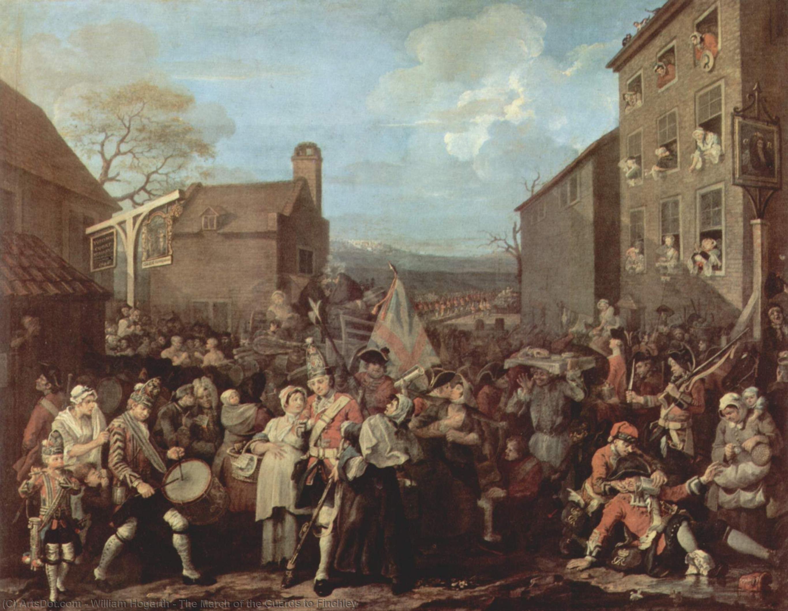 Wikioo.org - The Encyclopedia of Fine Arts - Painting, Artwork by William Hogarth - The March of the Guards to Finchley