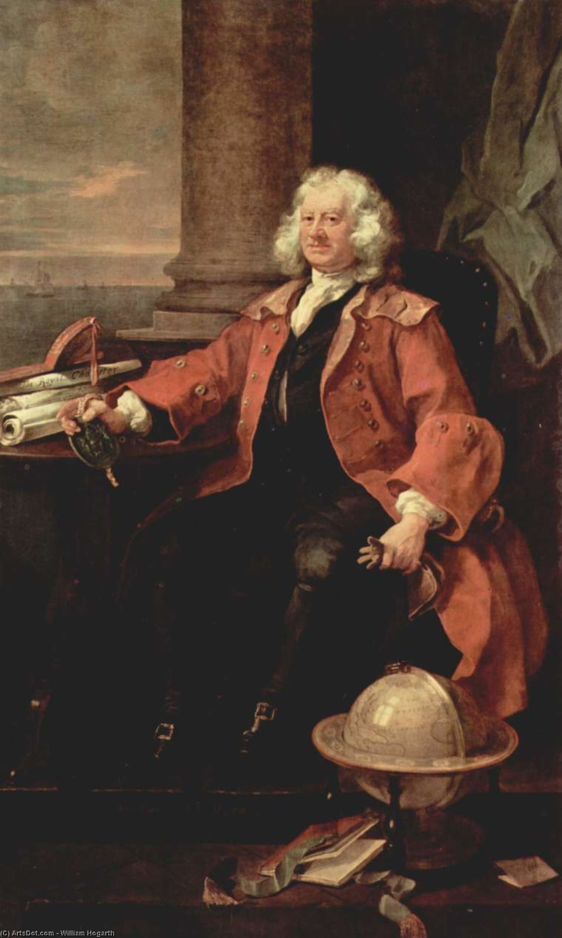 Wikioo.org – La Enciclopedia de las Bellas Artes - Pintura, Obras de arte de William Hogarth - Botas retrato del capitán Coram
