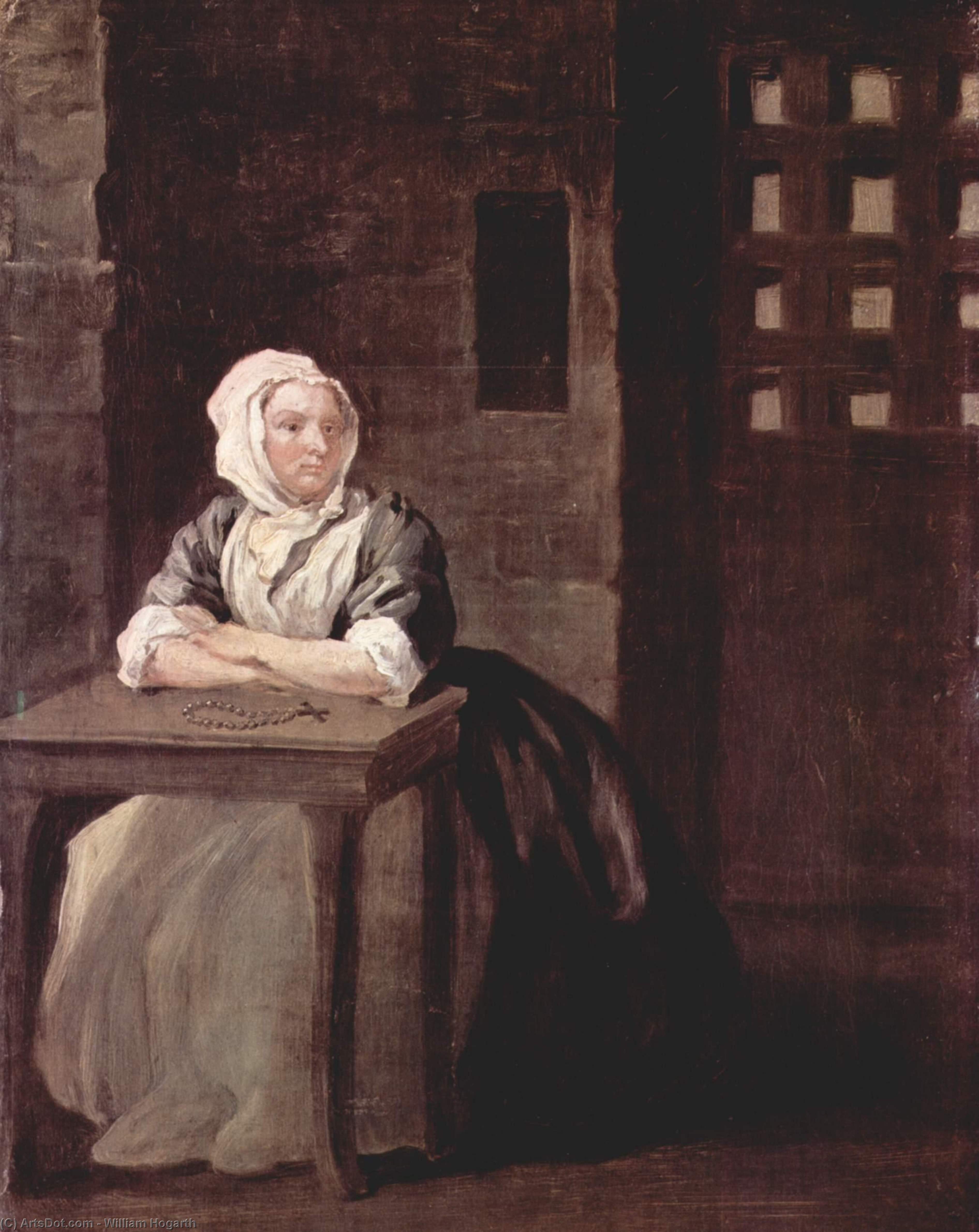 Wikioo.org - The Encyclopedia of Fine Arts - Painting, Artwork by William Hogarth - Portrait of Sarah Macholm in Prison