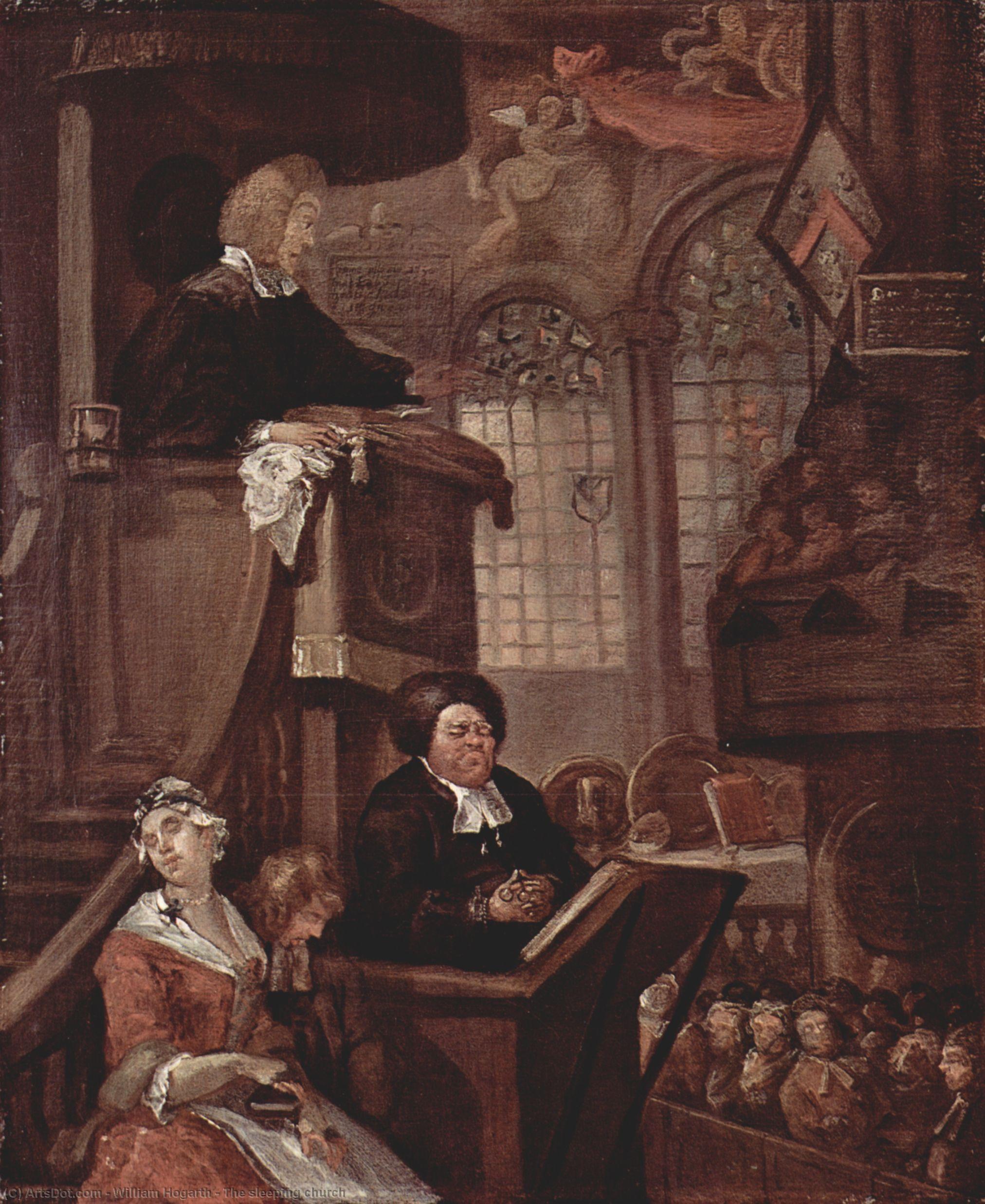 Wikioo.org - The Encyclopedia of Fine Arts - Painting, Artwork by William Hogarth - The sleeping church