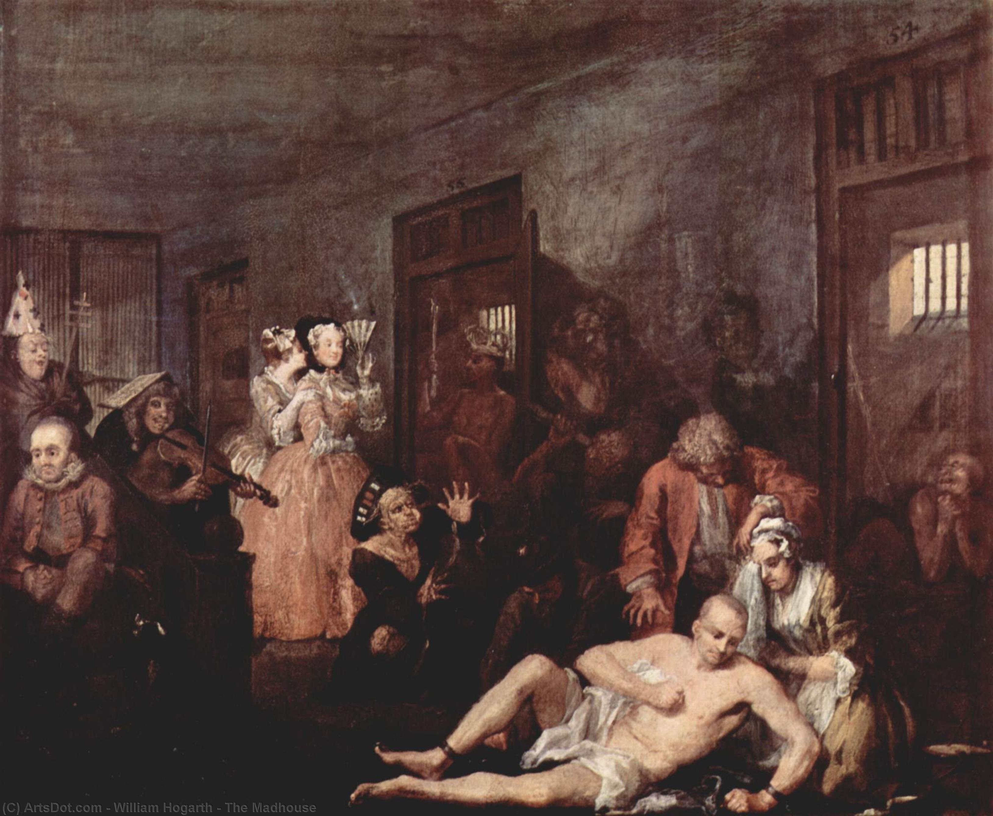Wikioo.org - The Encyclopedia of Fine Arts - Painting, Artwork by William Hogarth - The Madhouse