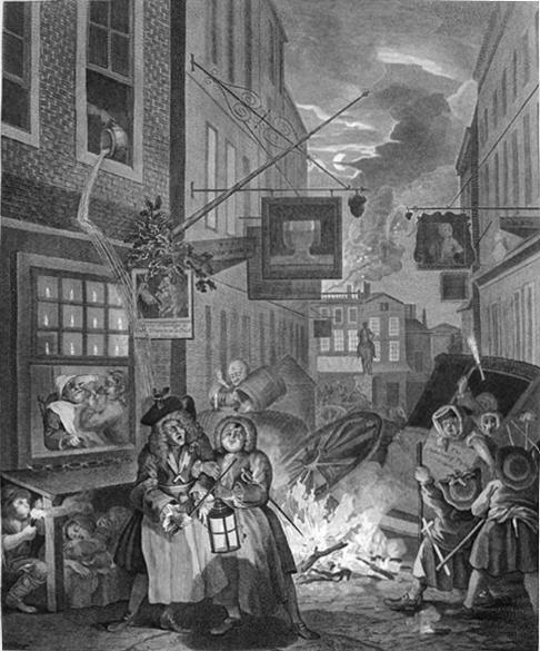 Wikioo.org - The Encyclopedia of Fine Arts - Painting, Artwork by William Hogarth - The Four Times of Day: Night