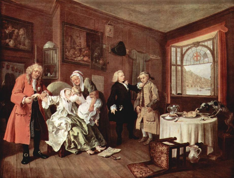 WikiOO.org - Encyclopedia of Fine Arts - Maleri, Artwork William Hogarth - Suicide of the Countess