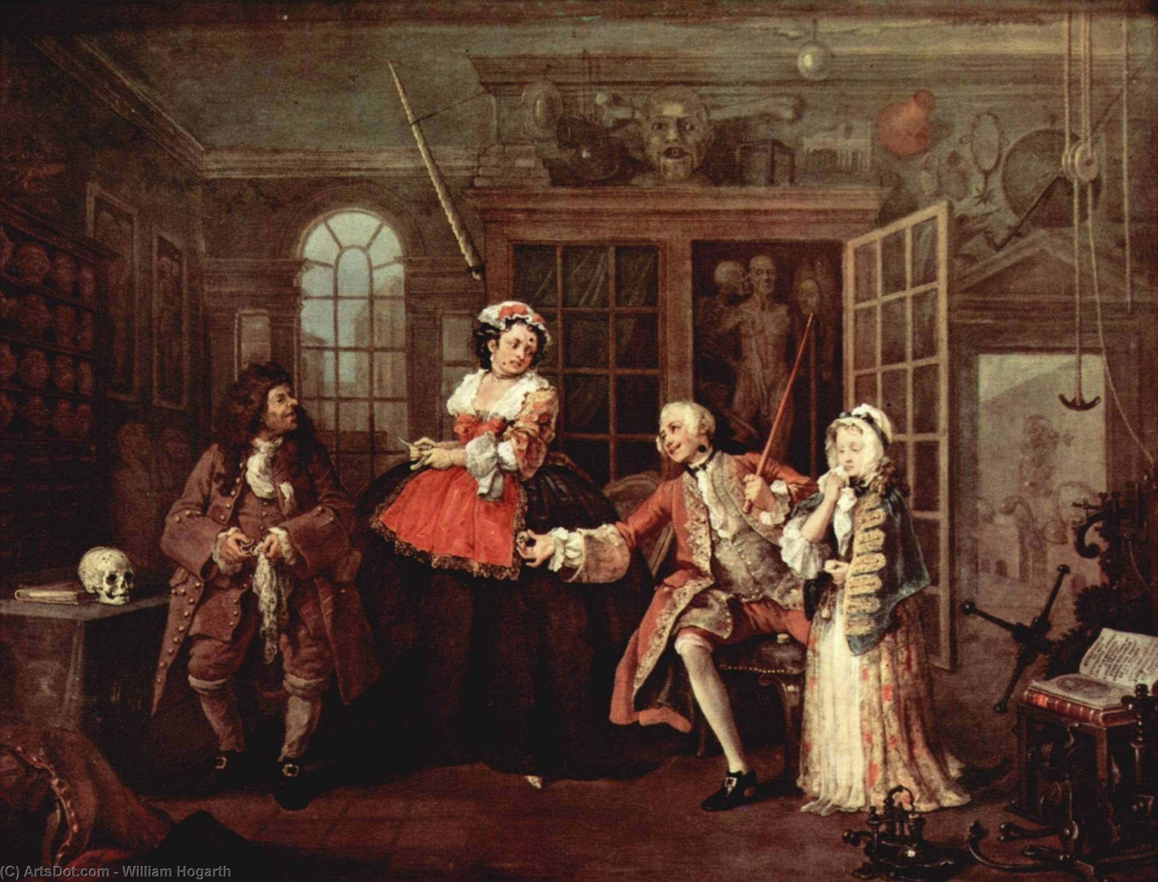 WikiOO.org - Encyclopedia of Fine Arts - Maalaus, taideteos William Hogarth - Visit with the Quack Doctor