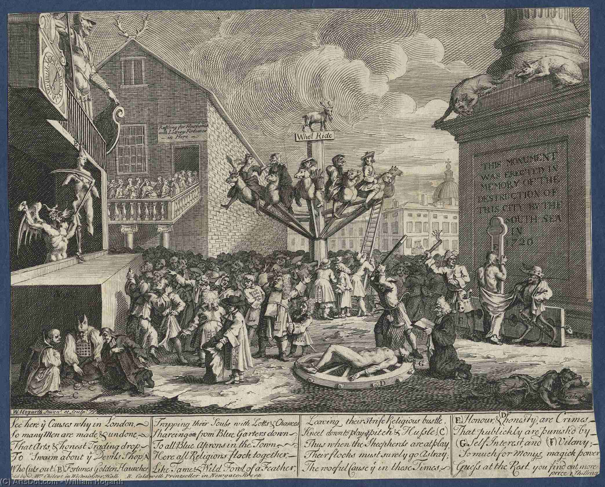 Wikioo.org - The Encyclopedia of Fine Arts - Painting, Artwork by William Hogarth - Emblematical print of the South Sea Scheme