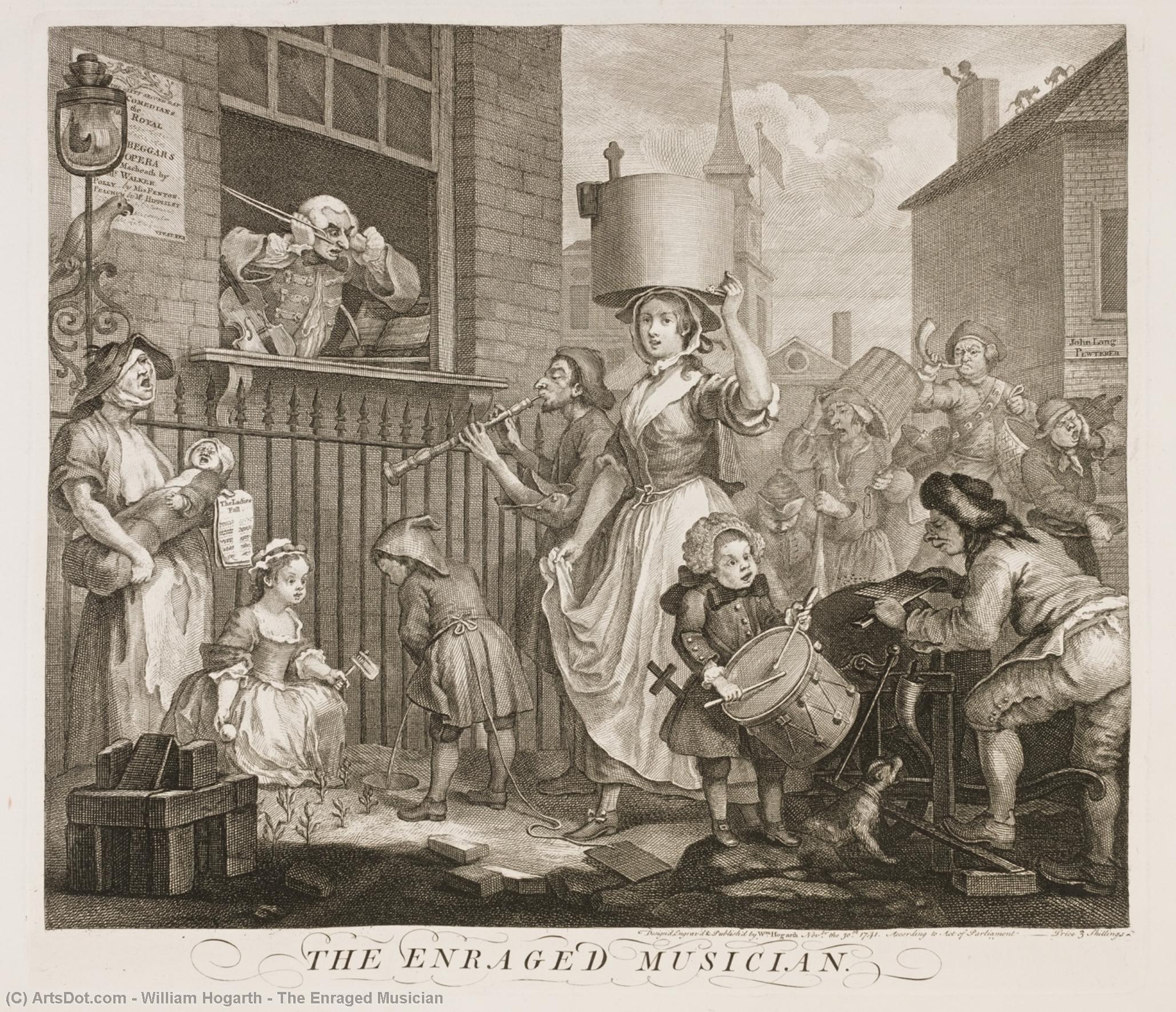Wikioo.org - The Encyclopedia of Fine Arts - Painting, Artwork by William Hogarth - The Enraged Musician